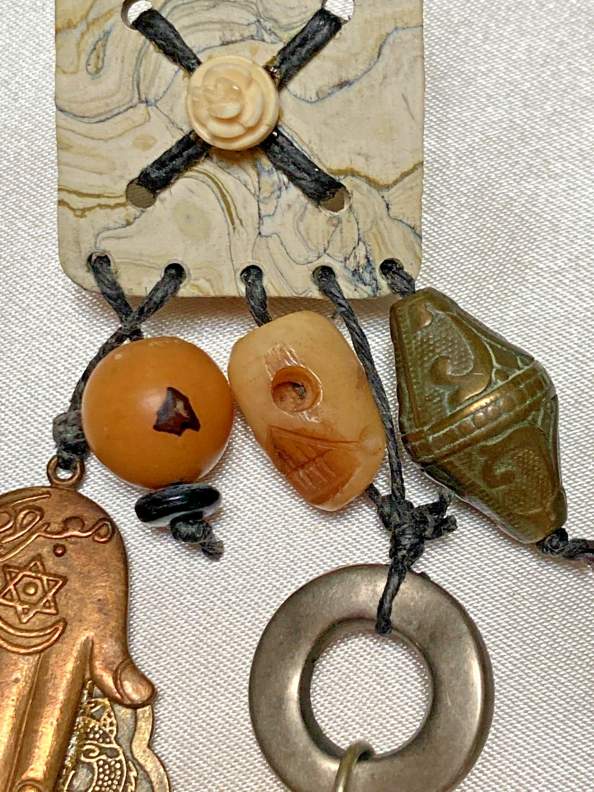 Unique Mismatched Asian-Themed Jingly Bell Charms Fashion Clip Back Earrings Vtg