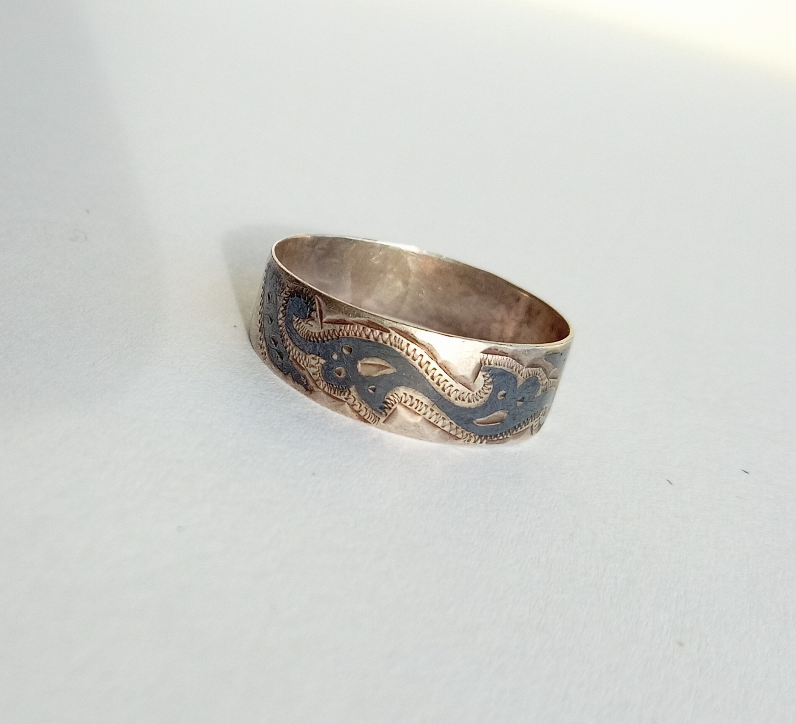 Vintage Ring with niello Silver 875 test USSR times Women’s Jewelry size 10.25