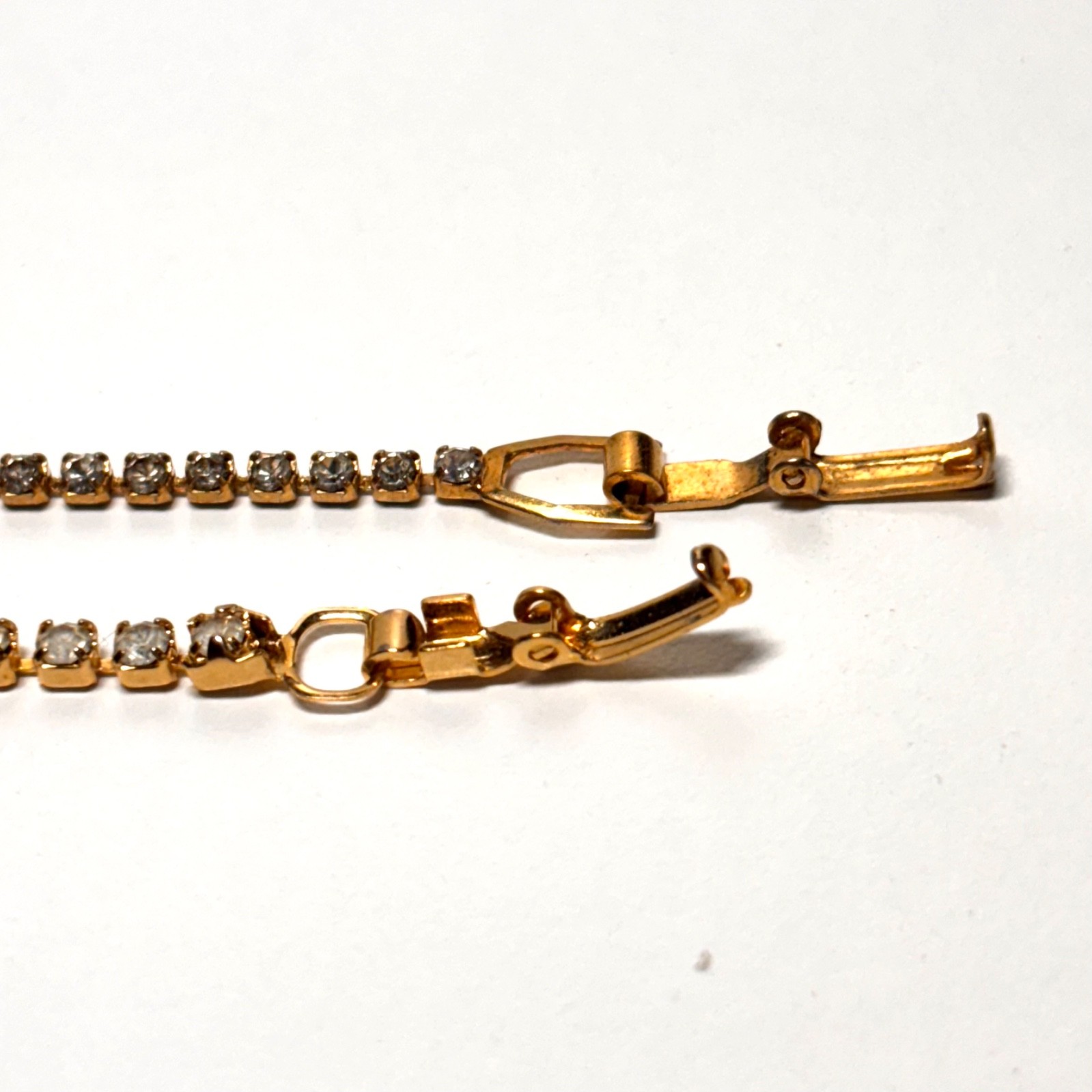 BRACELETS 2 ct set tennis rhinestone goldtone metal sisters mother daughter vint