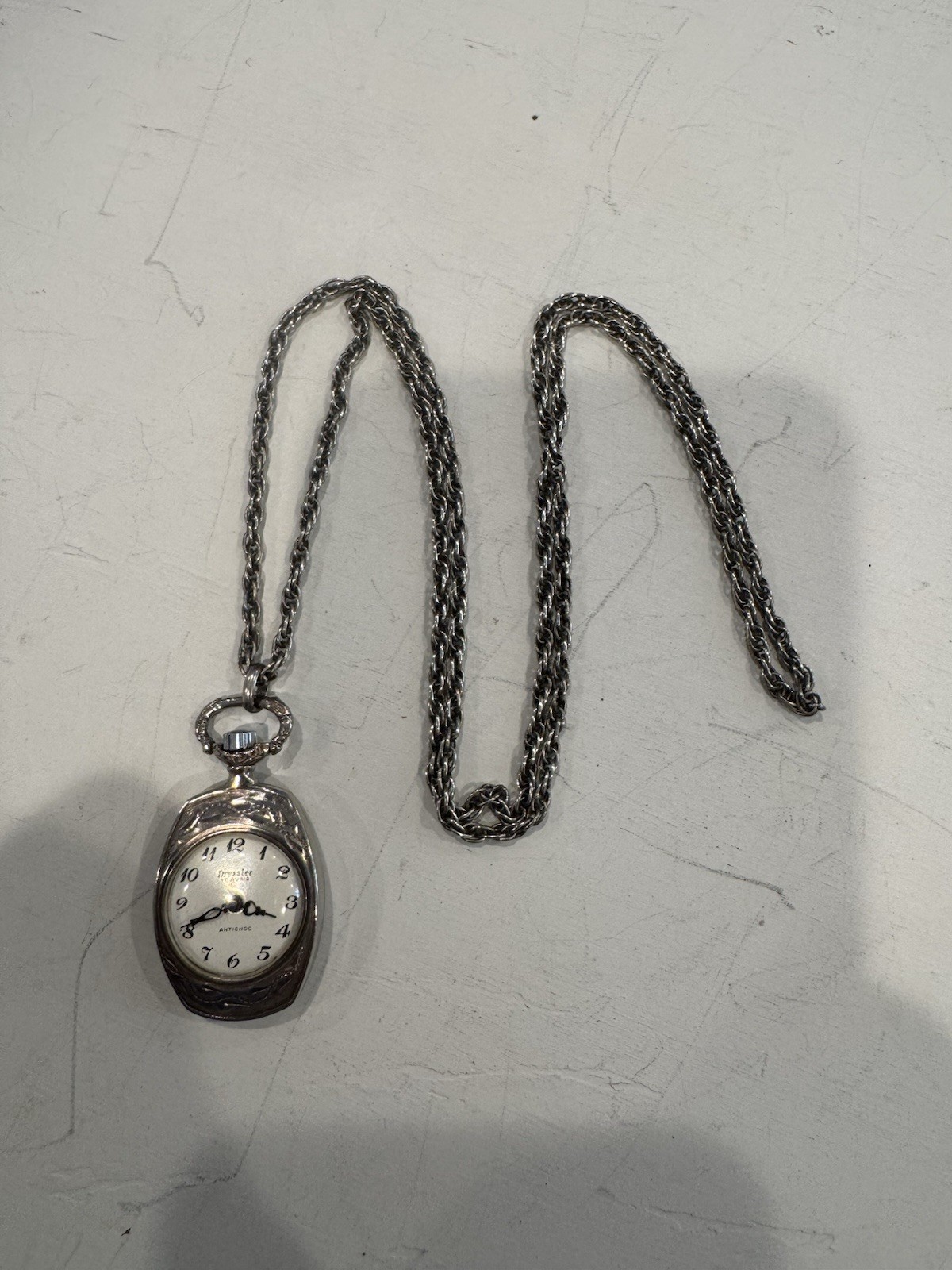 Vintage Dresser Sterling Silver Pendant Watch- 17 Jewels Manual Wind Working