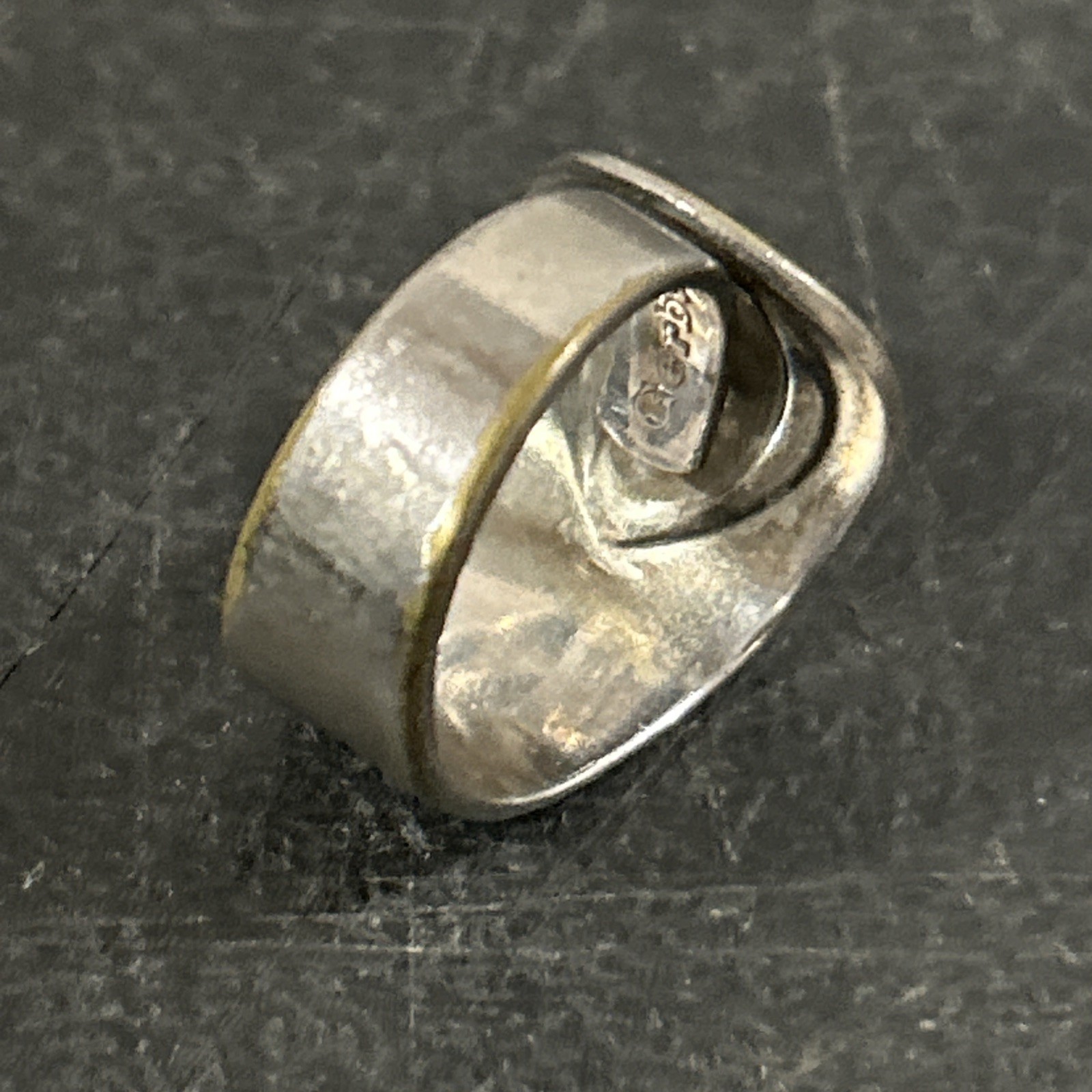 Vintage Etched Silver Oneida Gerber Baby Spoon Ring 60’s 70’s Size 7 3/4