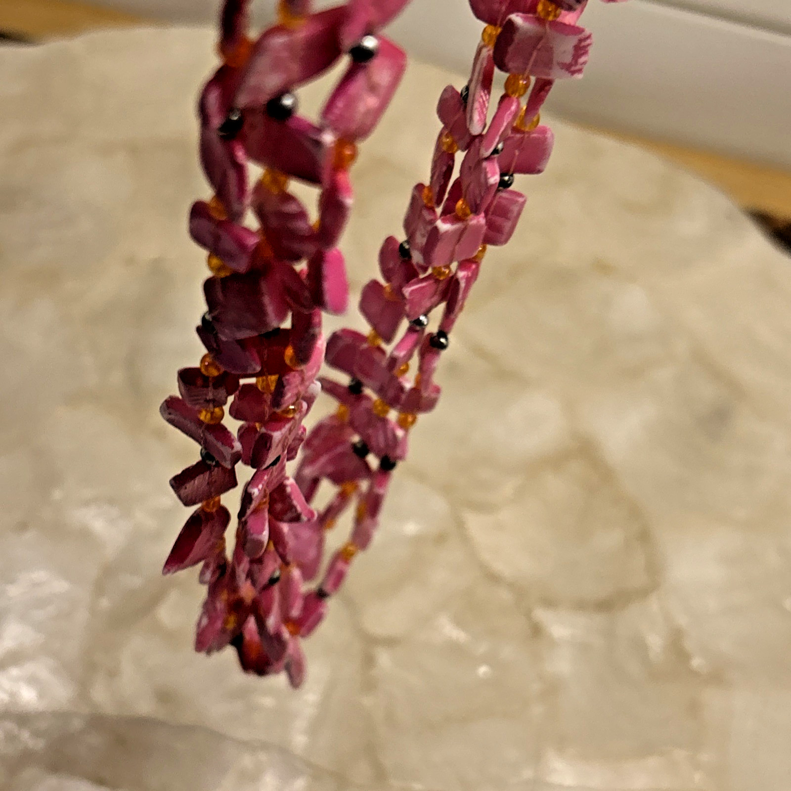 Vintage Coldwater Creek Multi-Strand Pink Shell Necklace Choker Style