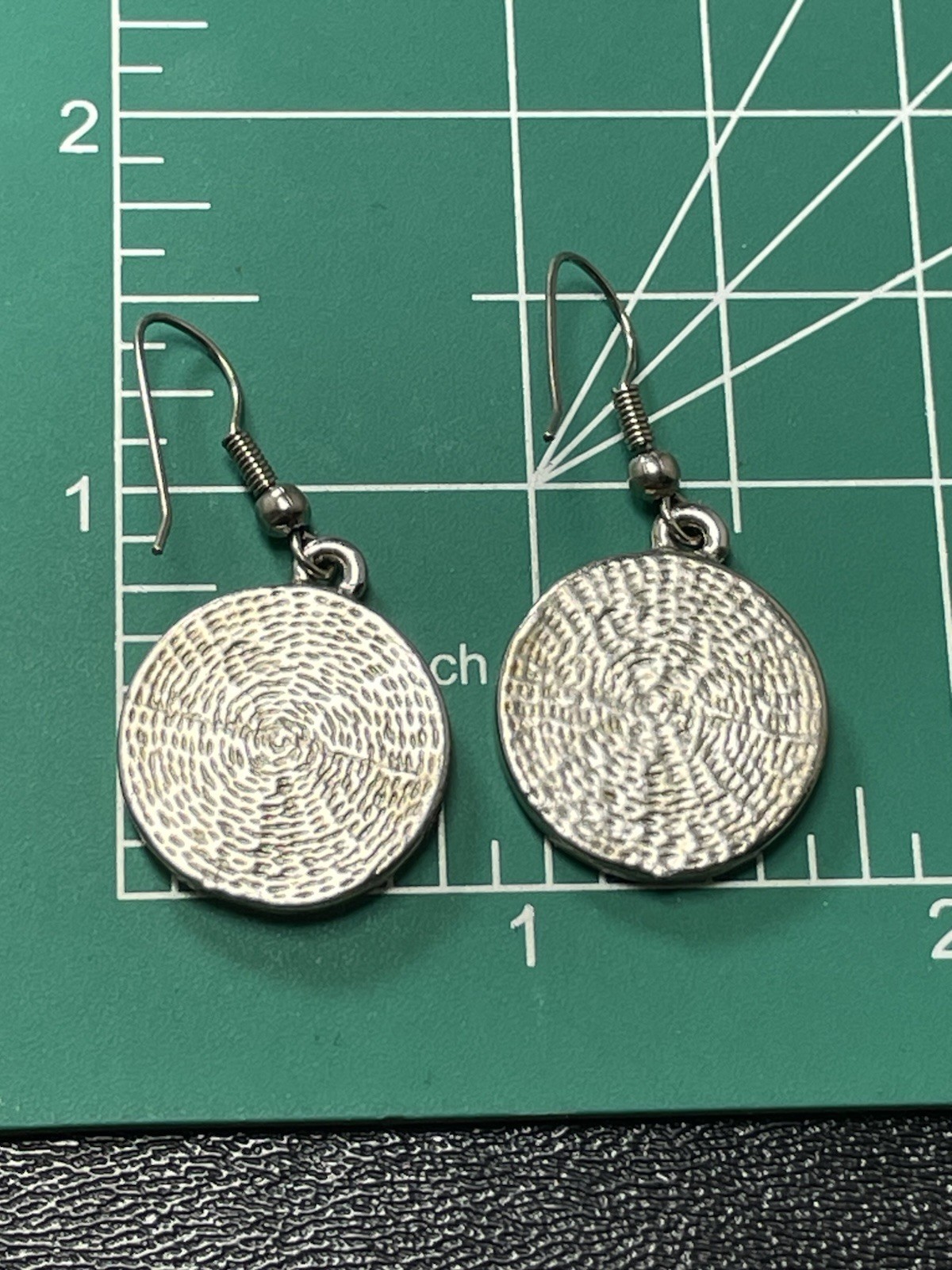 Vintage Yin Yang Silver Tone Dangle Hook Earrings