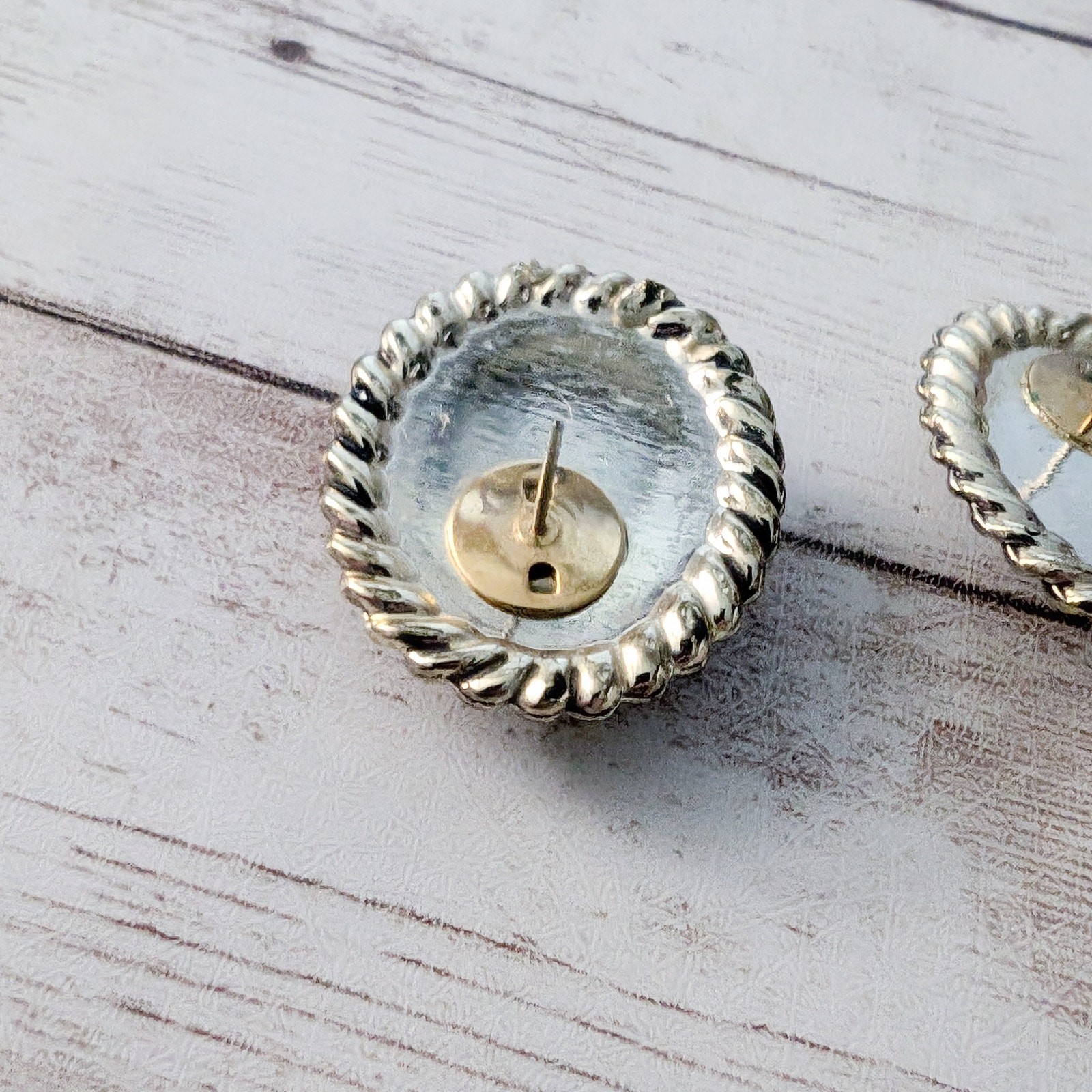 Vintage Earrings for Pierced Ears Dark Brown with Gold Tone Halo
