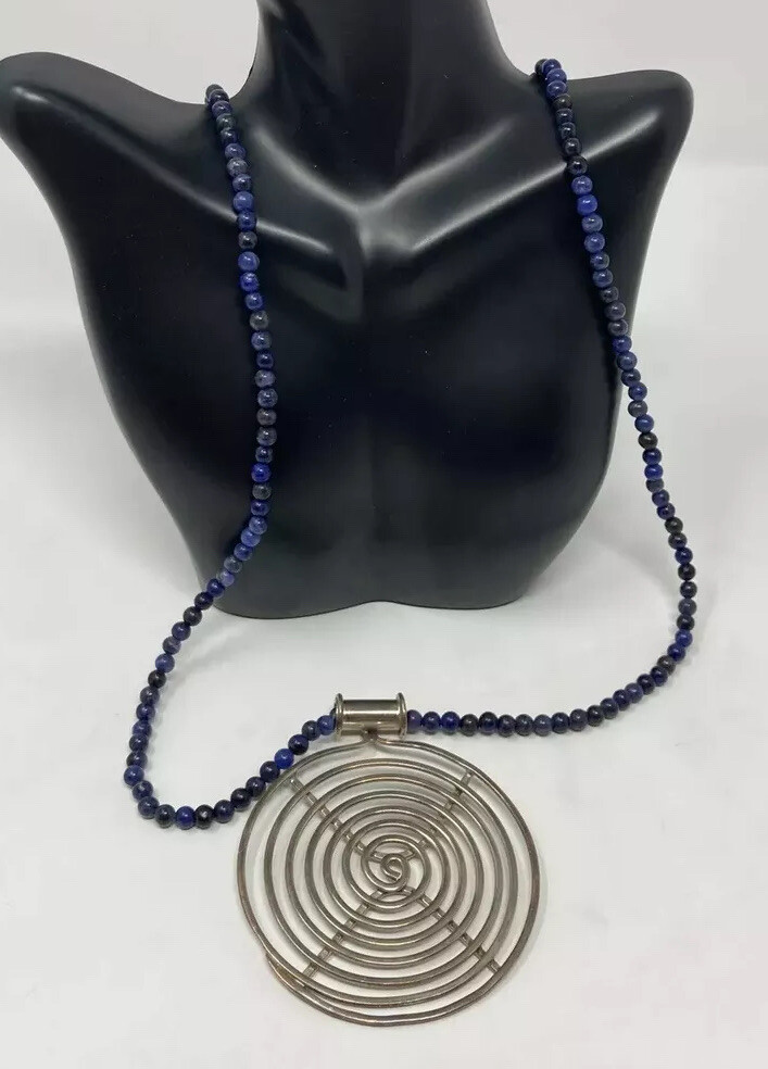 Dominique Dinouart DDD Mexico sterling silver lapis lazuli Drop Pendant necklace