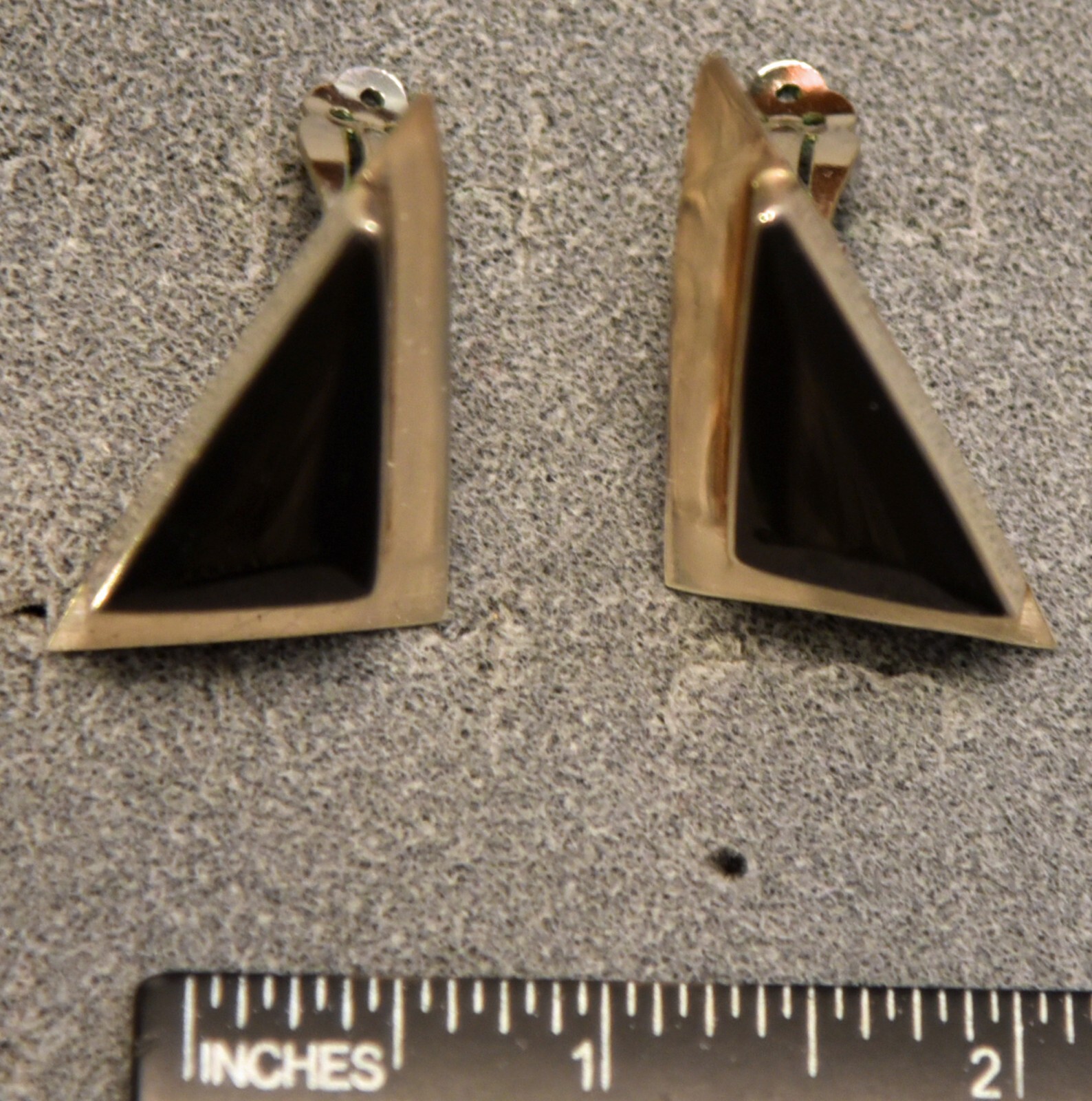 925 Sterling Silver & Onxy Right Triangular Clip on Earrings, TU-94 Mexico