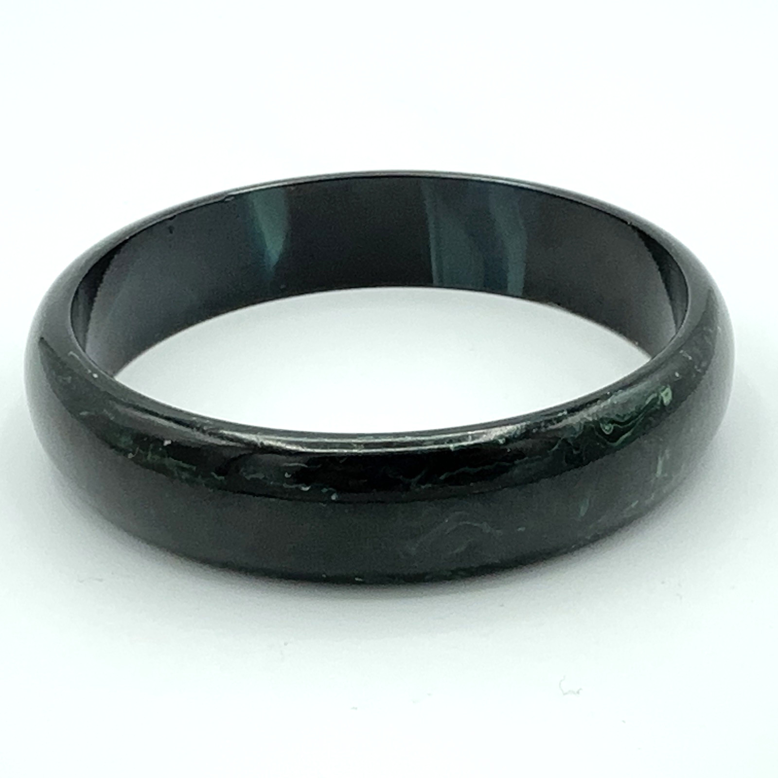 BAKELITE vintage bangle bracelet – dark green &.blue marbled – 5/8″ wide plastic