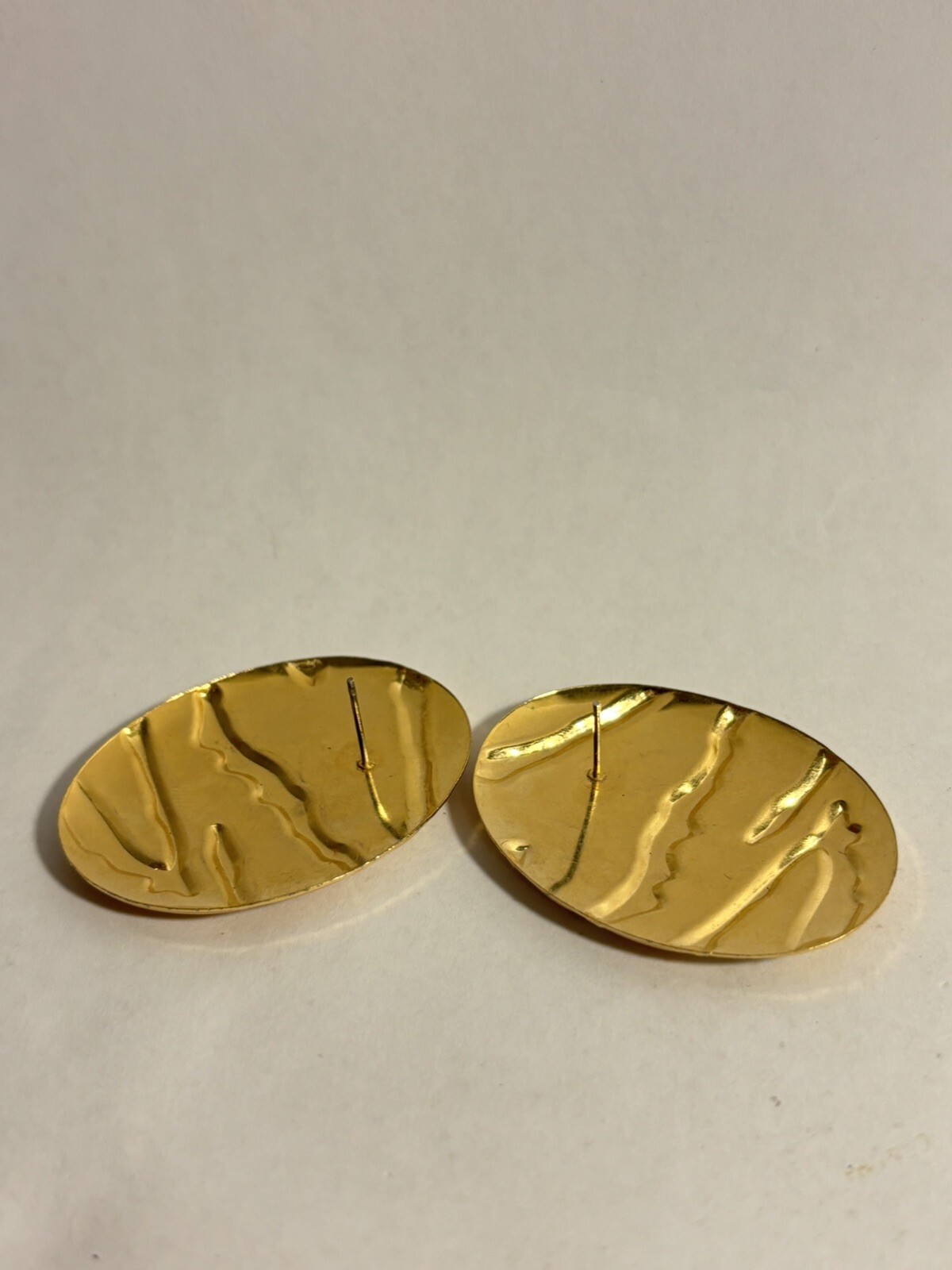 vintage orange and cream tone enamel earrings with gold splash accents rare