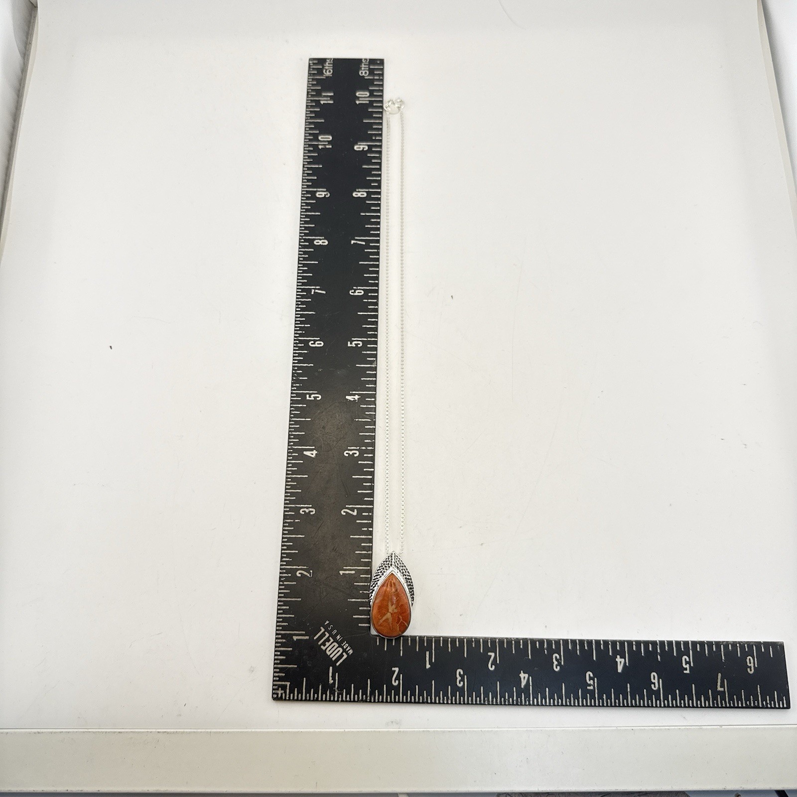 Nicky Butler Necklace Pendant Sterling Silver Orange Teardrop Pear Chain 925