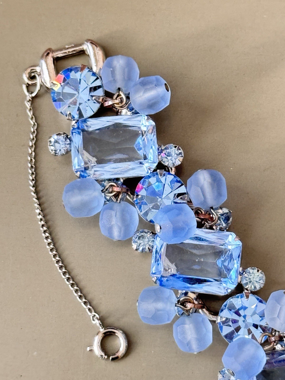 Vintage Verified JULIANA Bracelets, Brooch & Earring Set, Blue Octagon & Beads