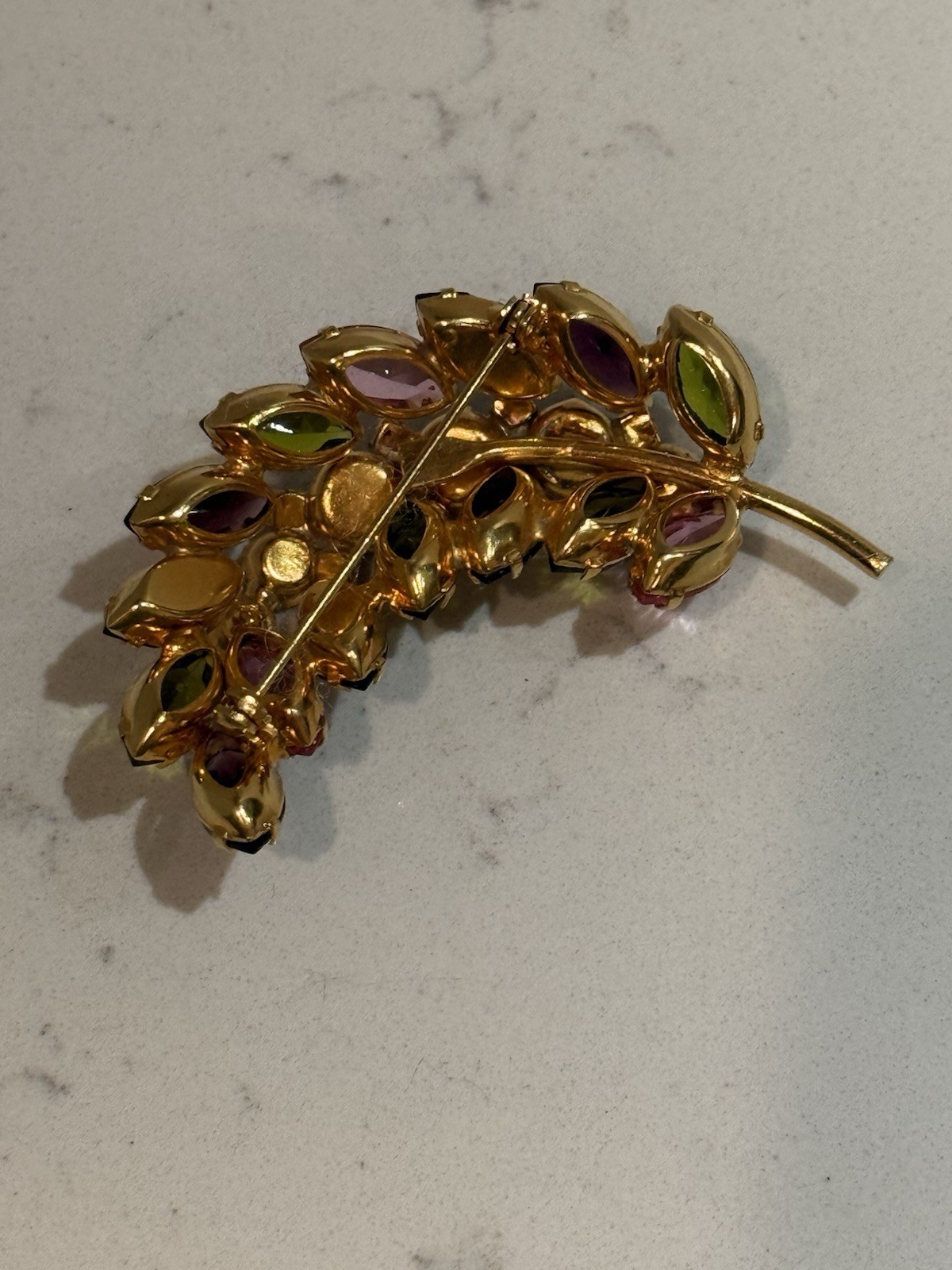 Vintage Juliana D&E Rhinestone Brooch Spring Watermelon Stunning Leaf Brooch Pin