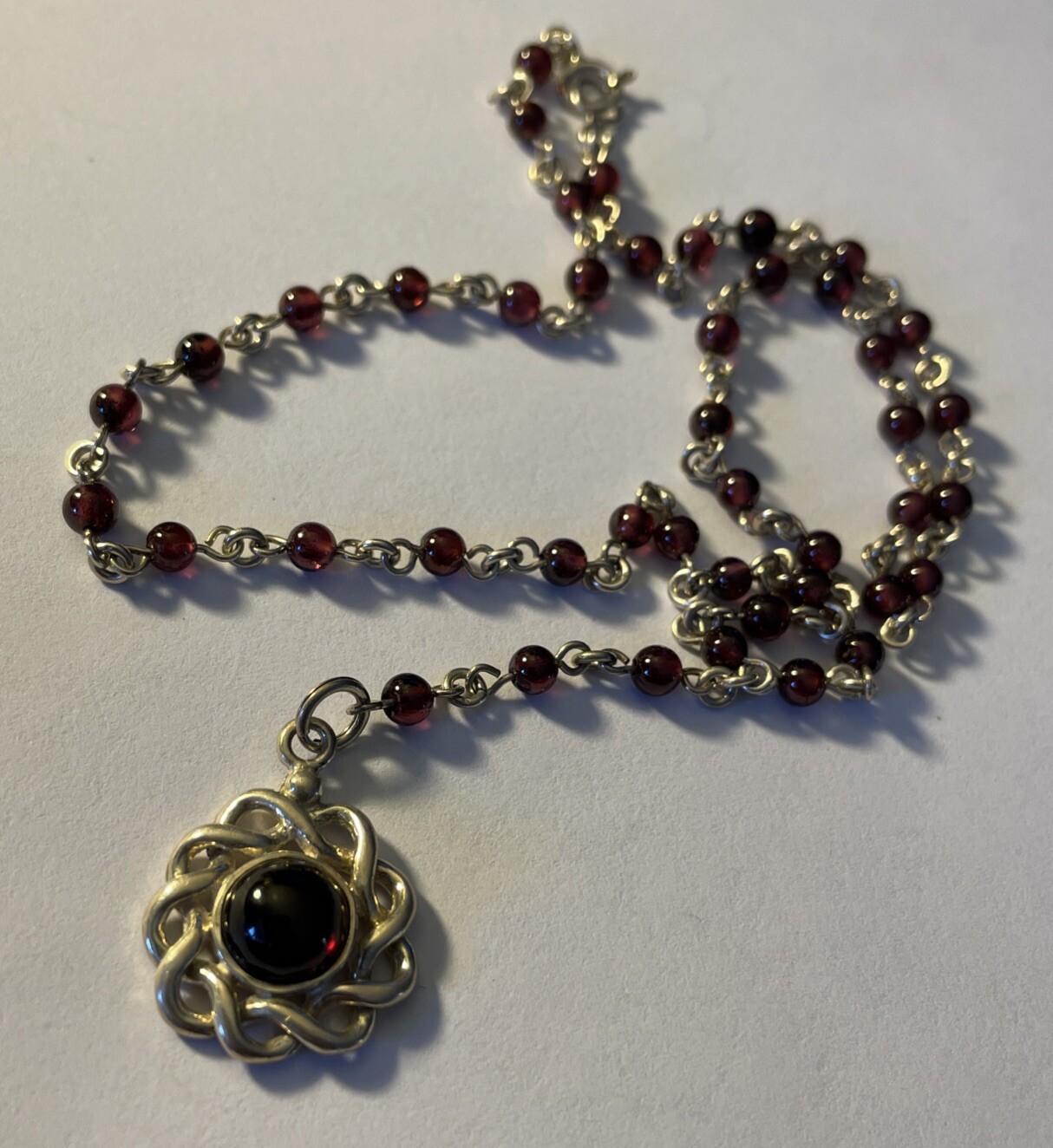 Signed BOCCO Solid 925 Sterling Silver 16″ Rosary Amethyst Bead Chain Necklace