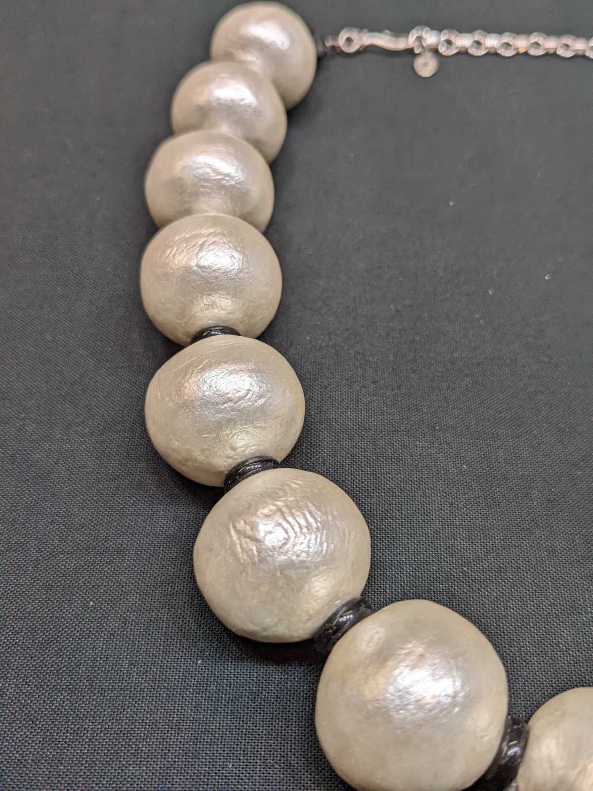 Vtg Lorrain Bell Large Light Faux Pearl Bead Necklace Chunky Runway Statement