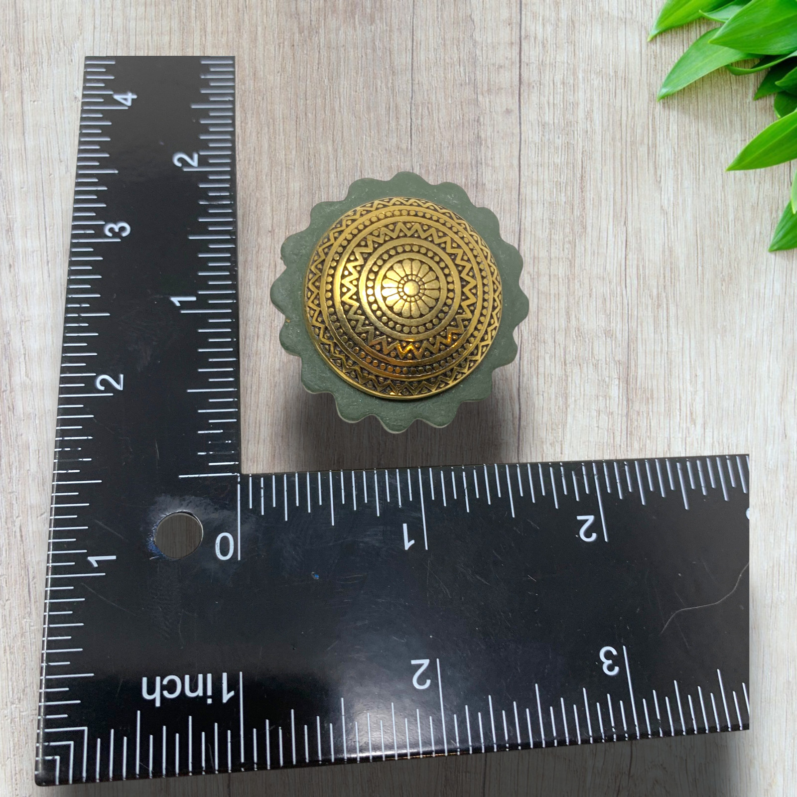 Vintage 1980’s Gold Domed Byzantine Green Cork Earrings Clip On Bohemian Morocco