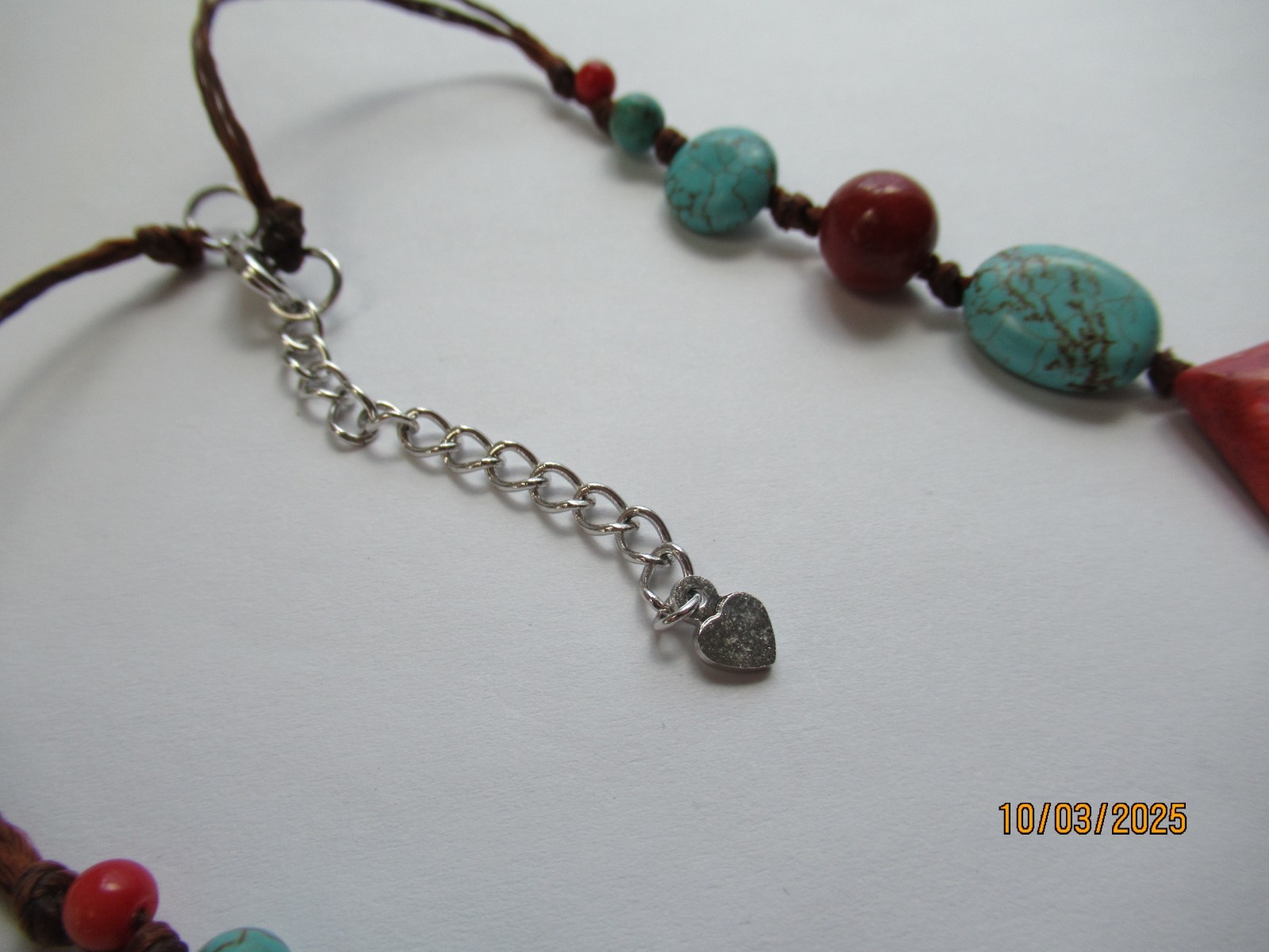 Vintage Ethnic Bohemian faux Turquoise leather cord Necklace