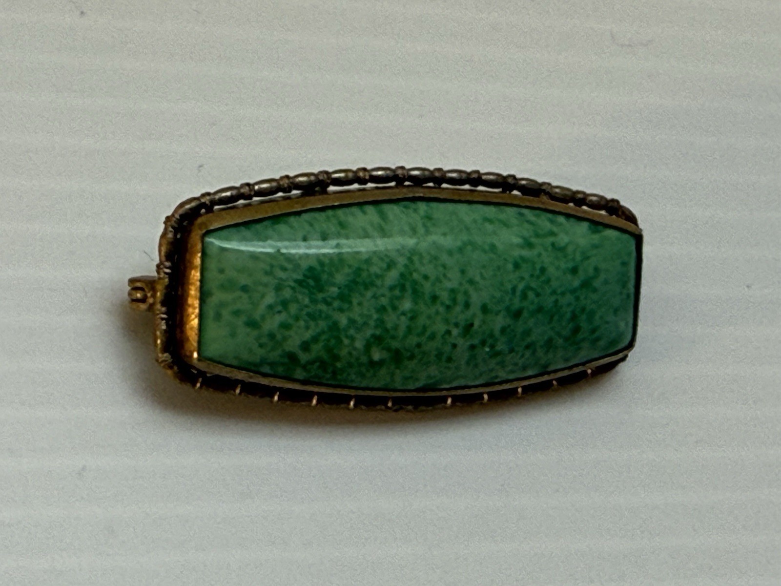 Vintage Mid-Century Peking Glass Brooch Art Nouveau Revival Style Signed Goldton