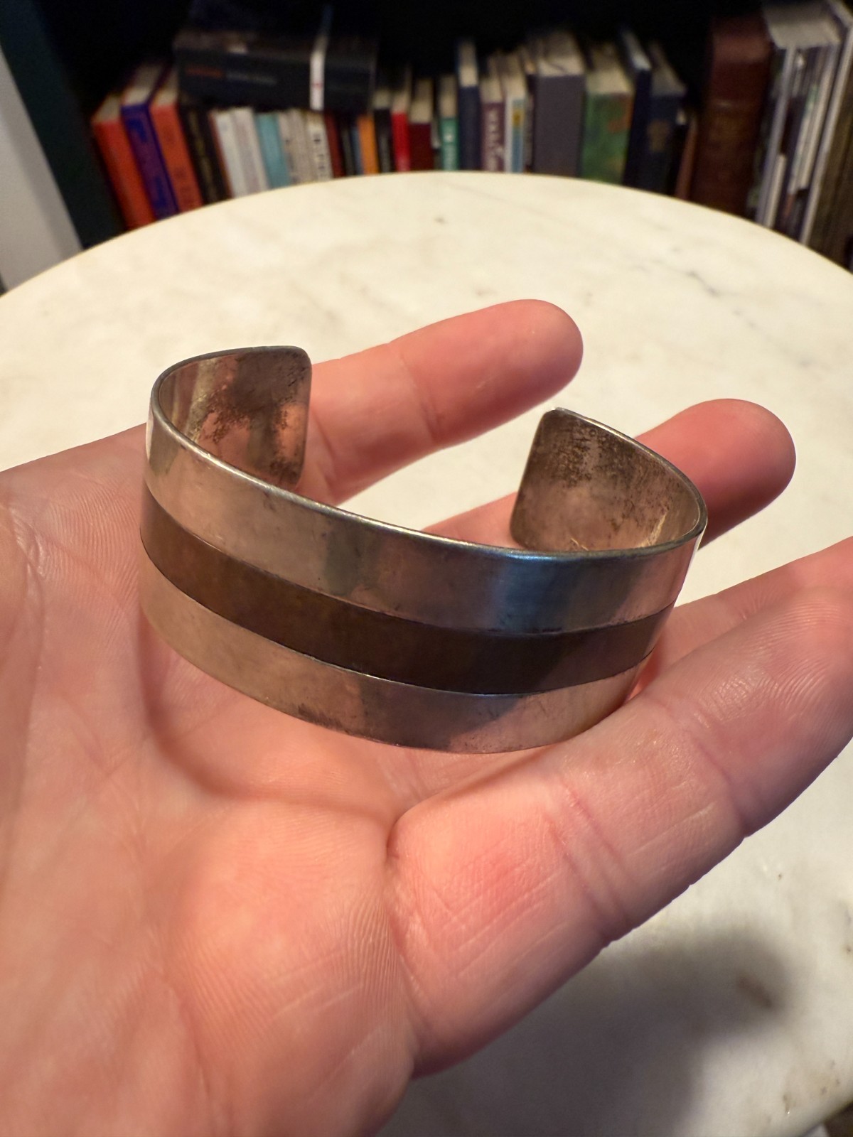 Vintage Brandimarte Italian Sterling Silver & Copper Cuff Bracelet 925 44g