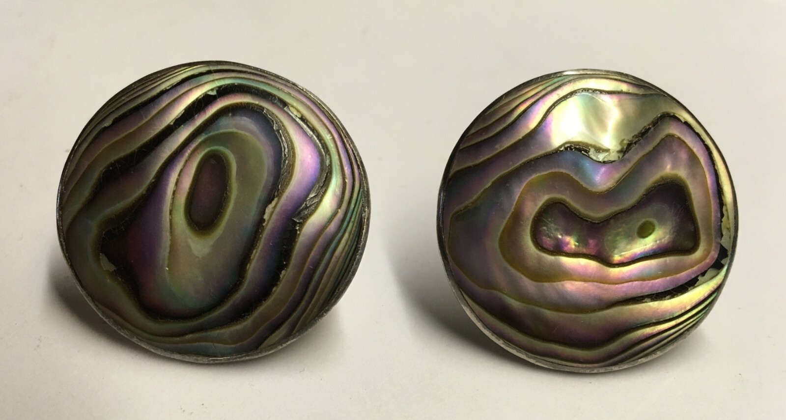 Vtg Mexico Taxco Artemio Navarrete Spratling Sterling Abalone Shell Earrings