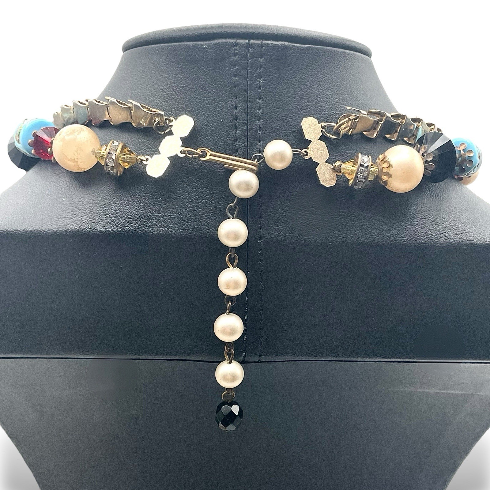 Vintage Demi Parure MILLEFIORI GLASS Beads Chain Necklace Earrings Italy READ