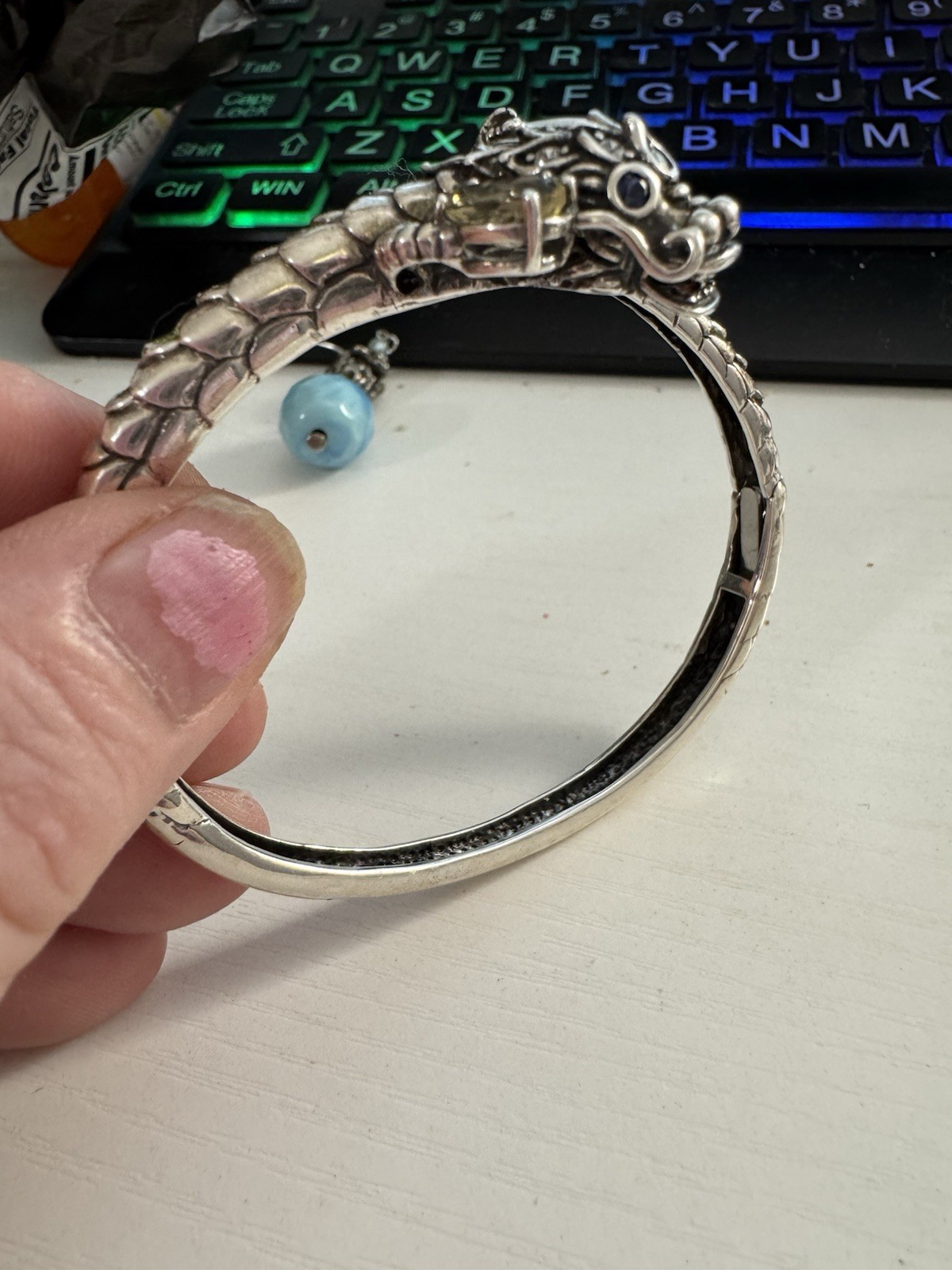 Jade of Yesteryear Sterling Silver Dragon Bracelet