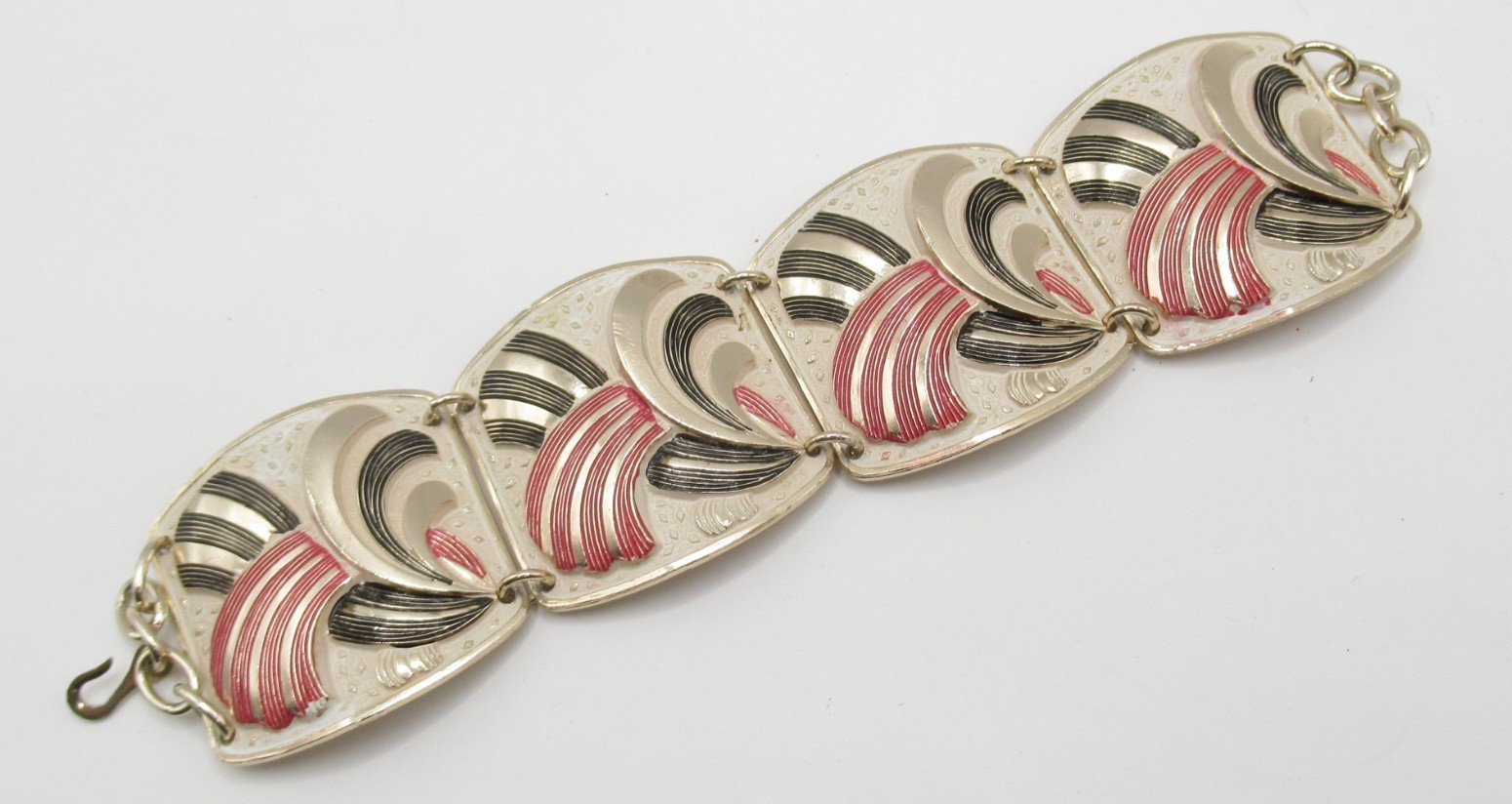 Panel Bracelet Thin Eloxal Aluminum Pink Red Silver Wide Germany