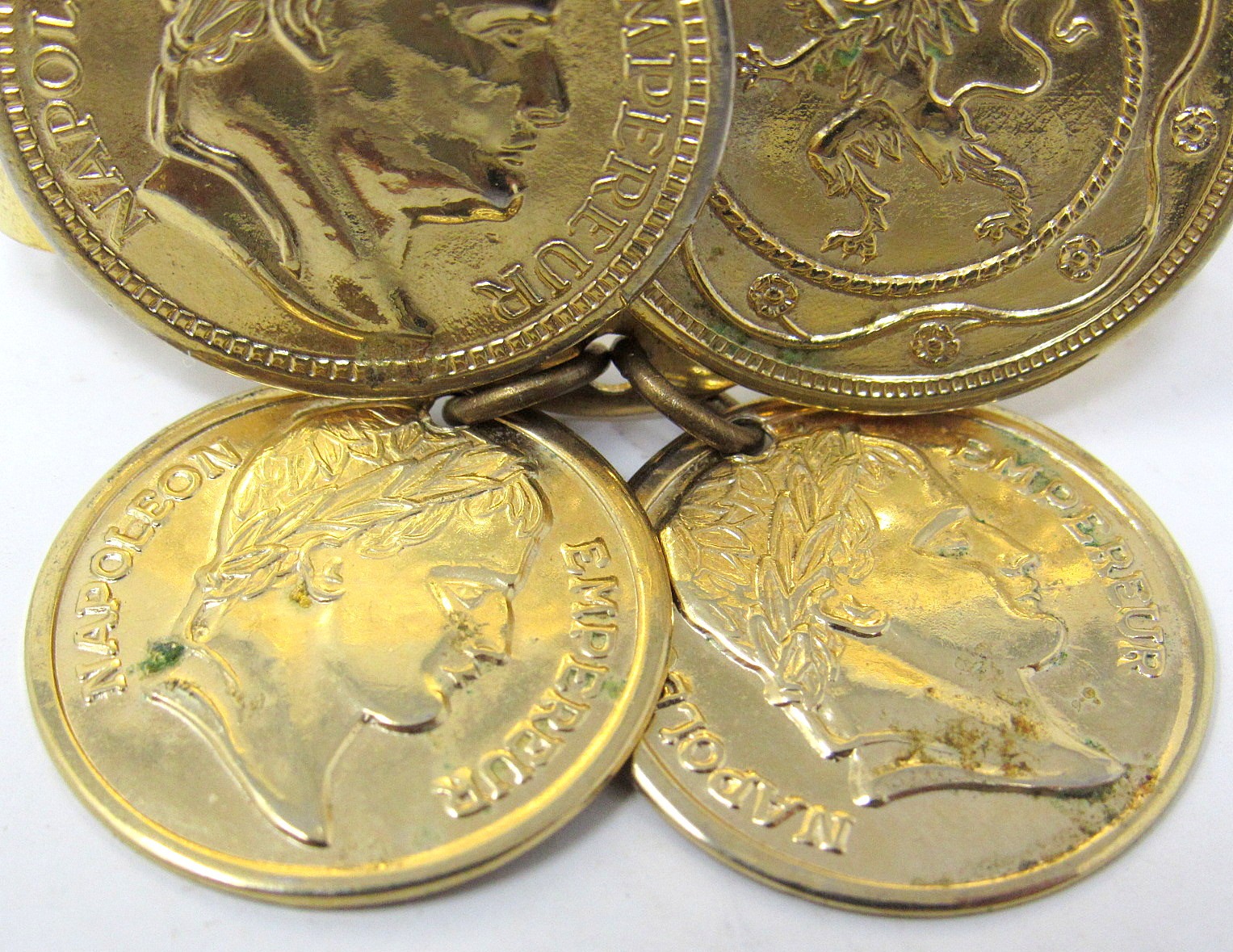 Scarf Clip Sarah Cov Faux Napoleon Coins Gold Tone Slide Coventry 1 1/2 inch WW