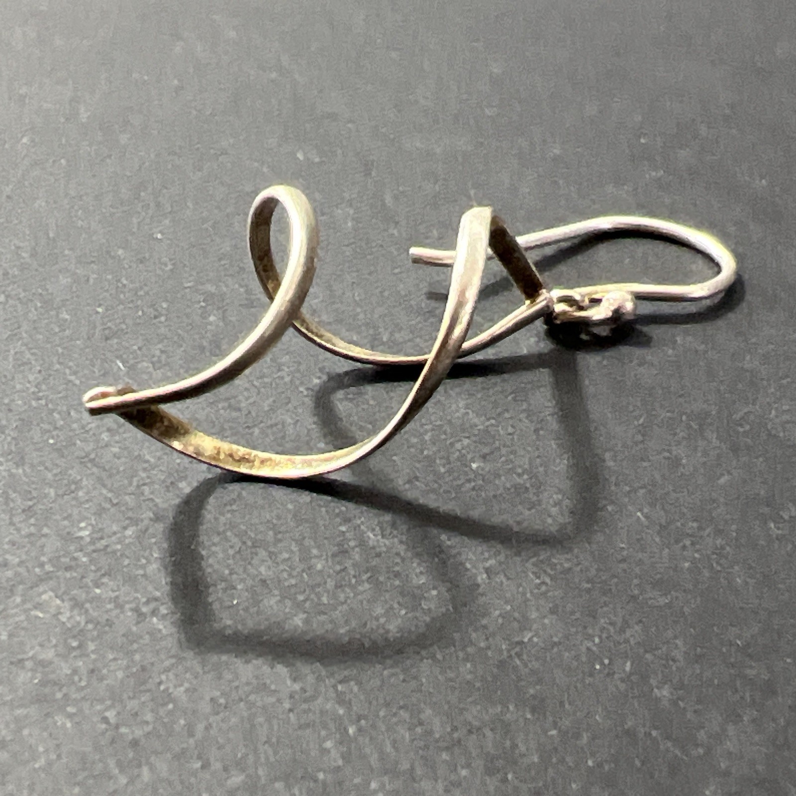 Spiral Loop Sterling Silver Dangle Drop Single Earring Charm Vintage 925