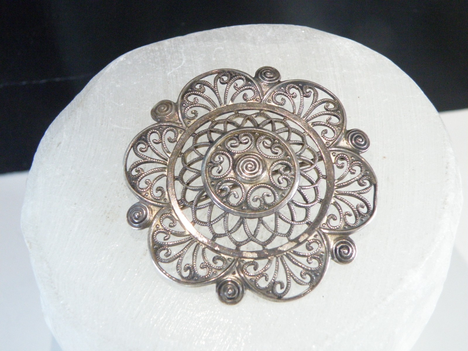 Antique 835 Silver Germany WMF Ikora Large Filigree Brooch Pin