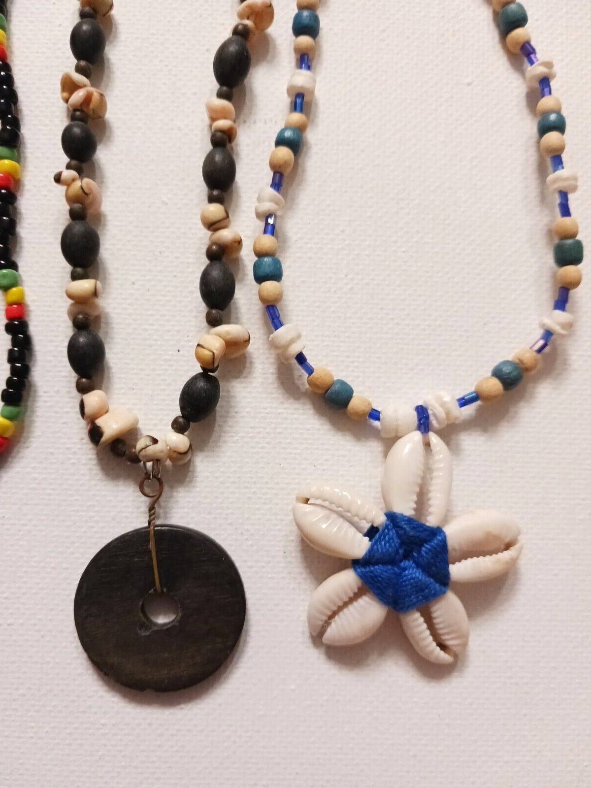 Metal beads and other shell + stone odd beads. Vintage necklaces. Lot of 8