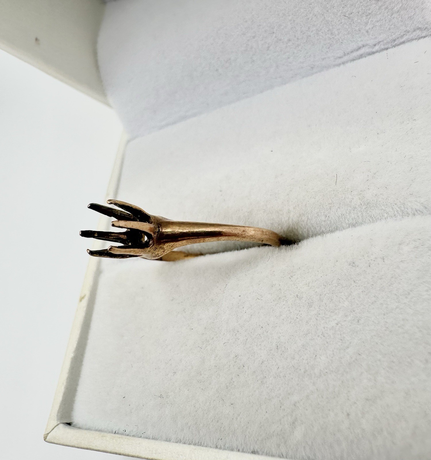 Antique Victorian Gold Shell Claw Prong Setting Ring SZ6.75 Repair No Stone Read