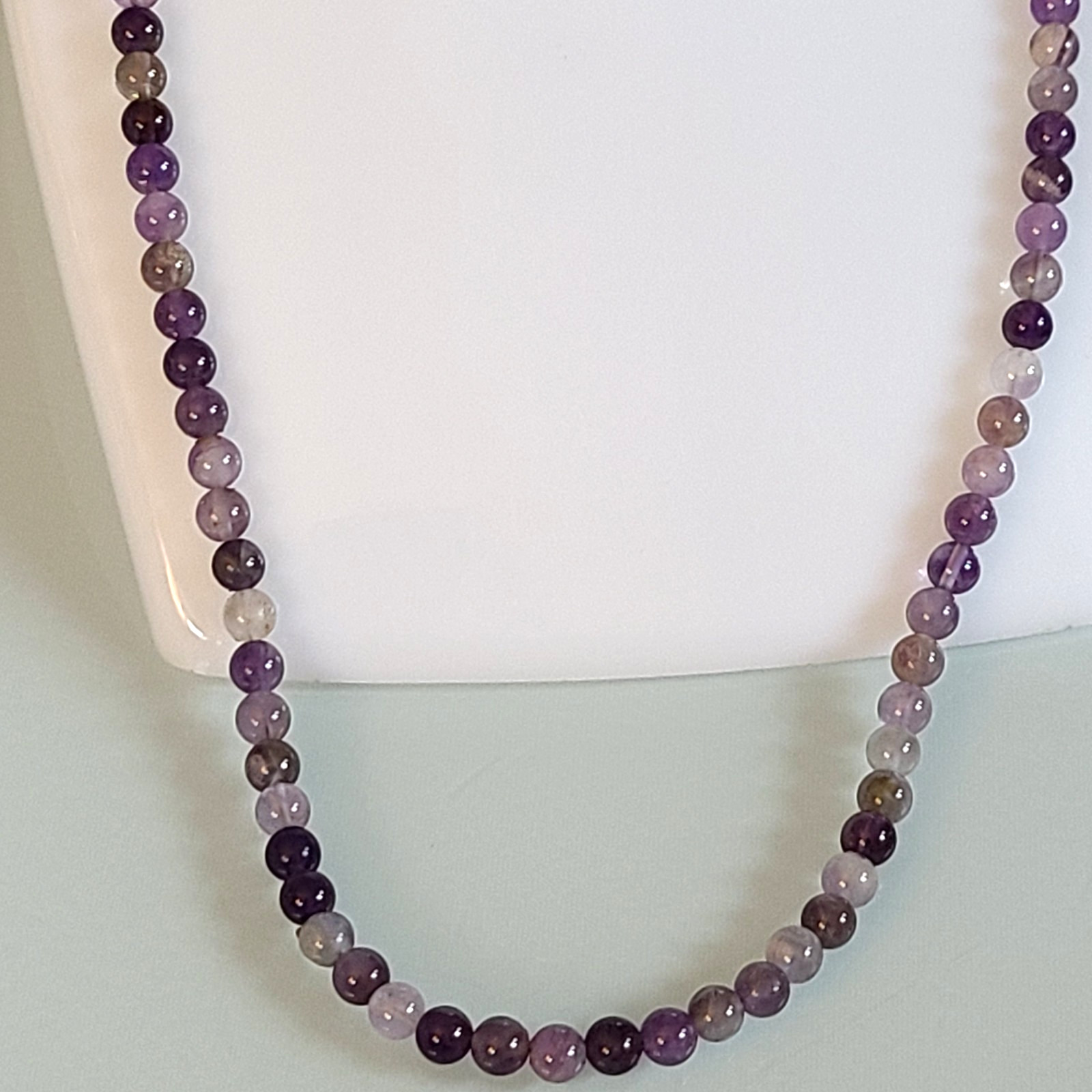 Vintage Natural Amethyst Bead Necklace – Artisan Silver Scroll Hook Clasp