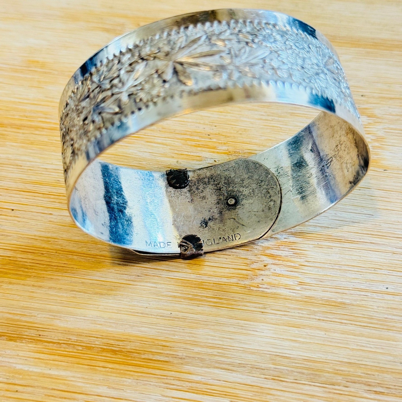 VTG Buckle Bangle Floral ivy leaf Bracelet Antique Victorian Edwardian England