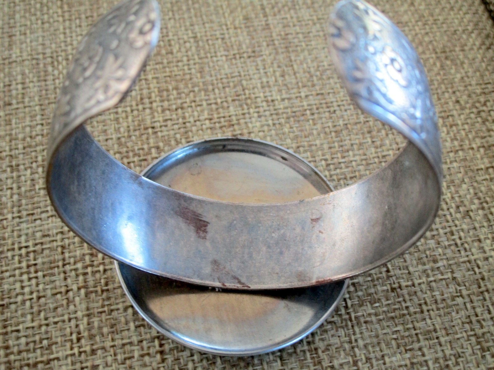 Vintage Pocket Watch Case Cuff Bracelet – Silver tone floral designs