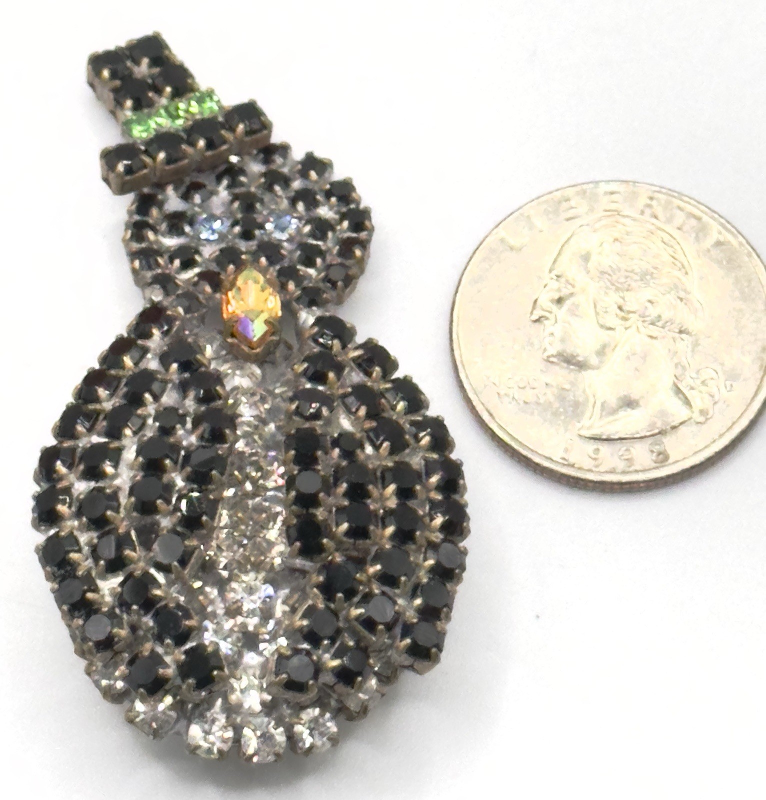 Vintage Czech Penquin Brooch Art Deco 1925-1950s, Crystal & Glass: RARE OOAK