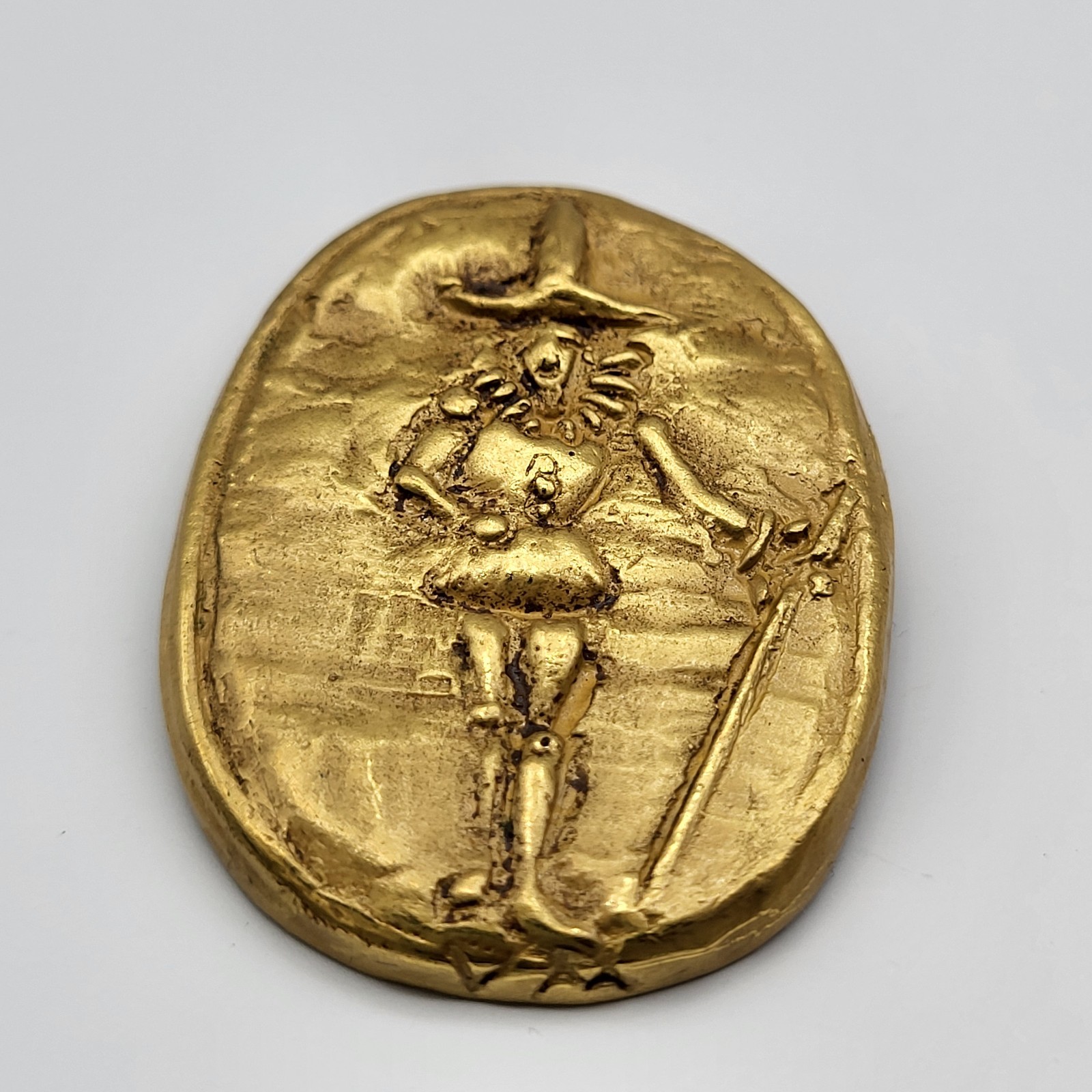 Amazing Vintage Estate Brooch pin or pendant Gold Dipped figural