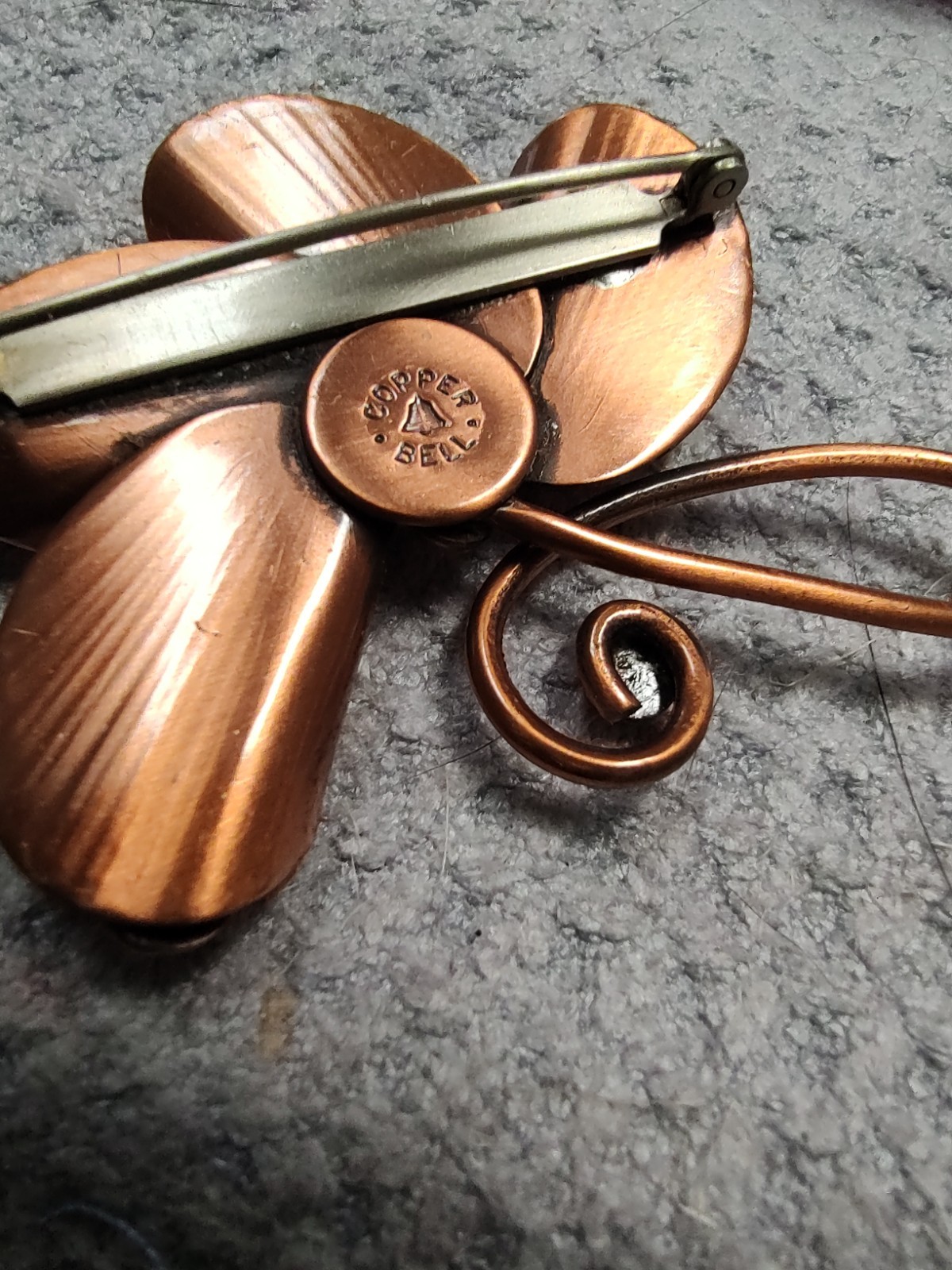 Copper Bell Jewelry Brooch Cone Tassel Swirls Approximately 2″