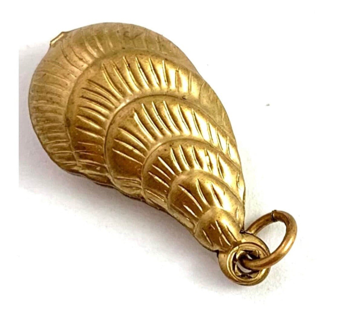 Vintage Seashell Charm Mussel Shell Brass Metal Pendant Vintage Jewelry For Her