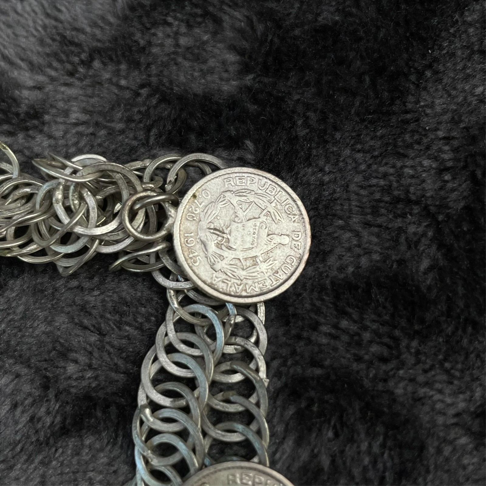 Vintage Silver Guatemala Coin Chachal Necklace 56 Grams 1920s