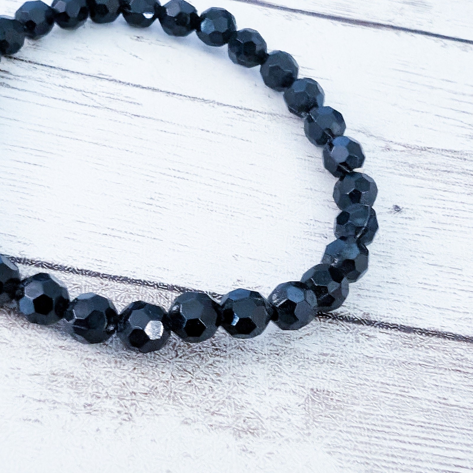 Vintage Stretch Bracelet Dainty Black Beaded