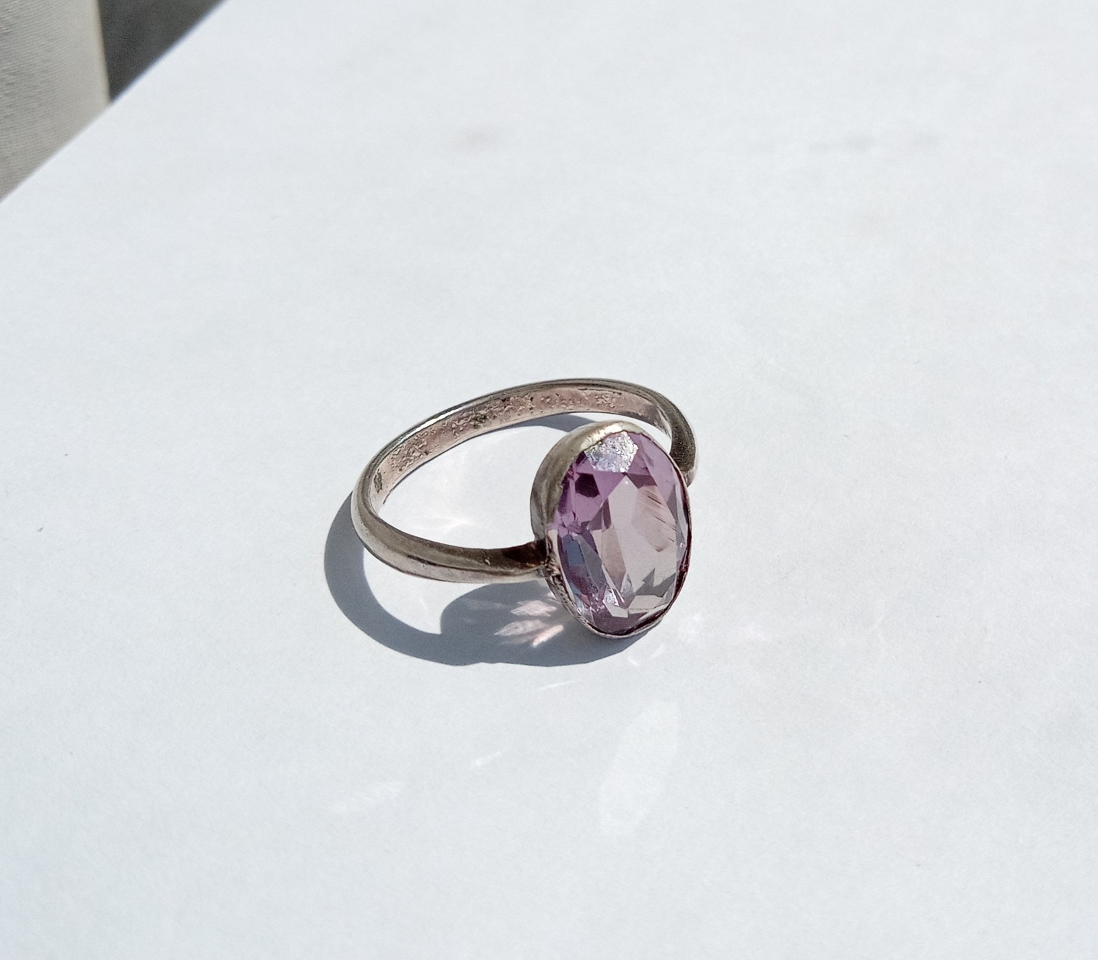 Vintage Beautiful Ring purple stone Silver 875 star USSR times Jewelry size 6.75