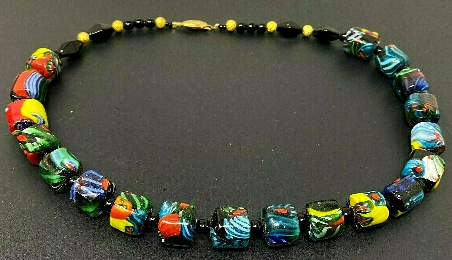 Vintage Multicolor African Glass Trade Bead Necklace 19″