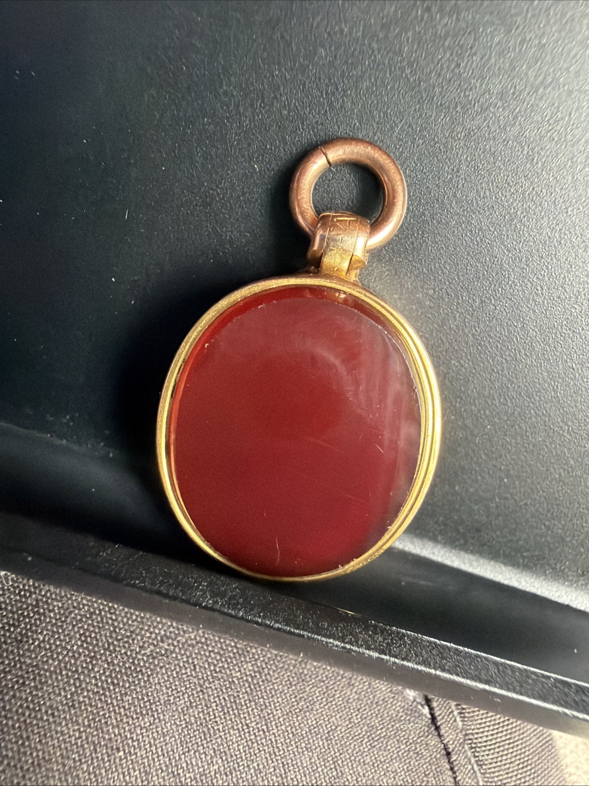 Victorian 9.3g Heavy Solid 9ct Gold Patented Locket Pendant Bloodstone Chip