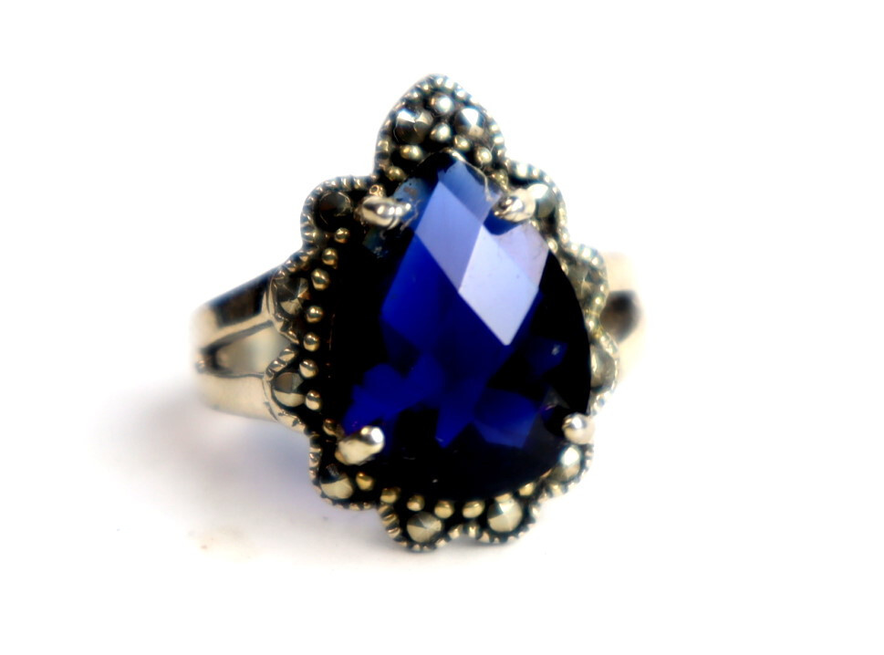 Finest Clear Deep Blue Topaz .925 Sterling Silver Ring #9.5