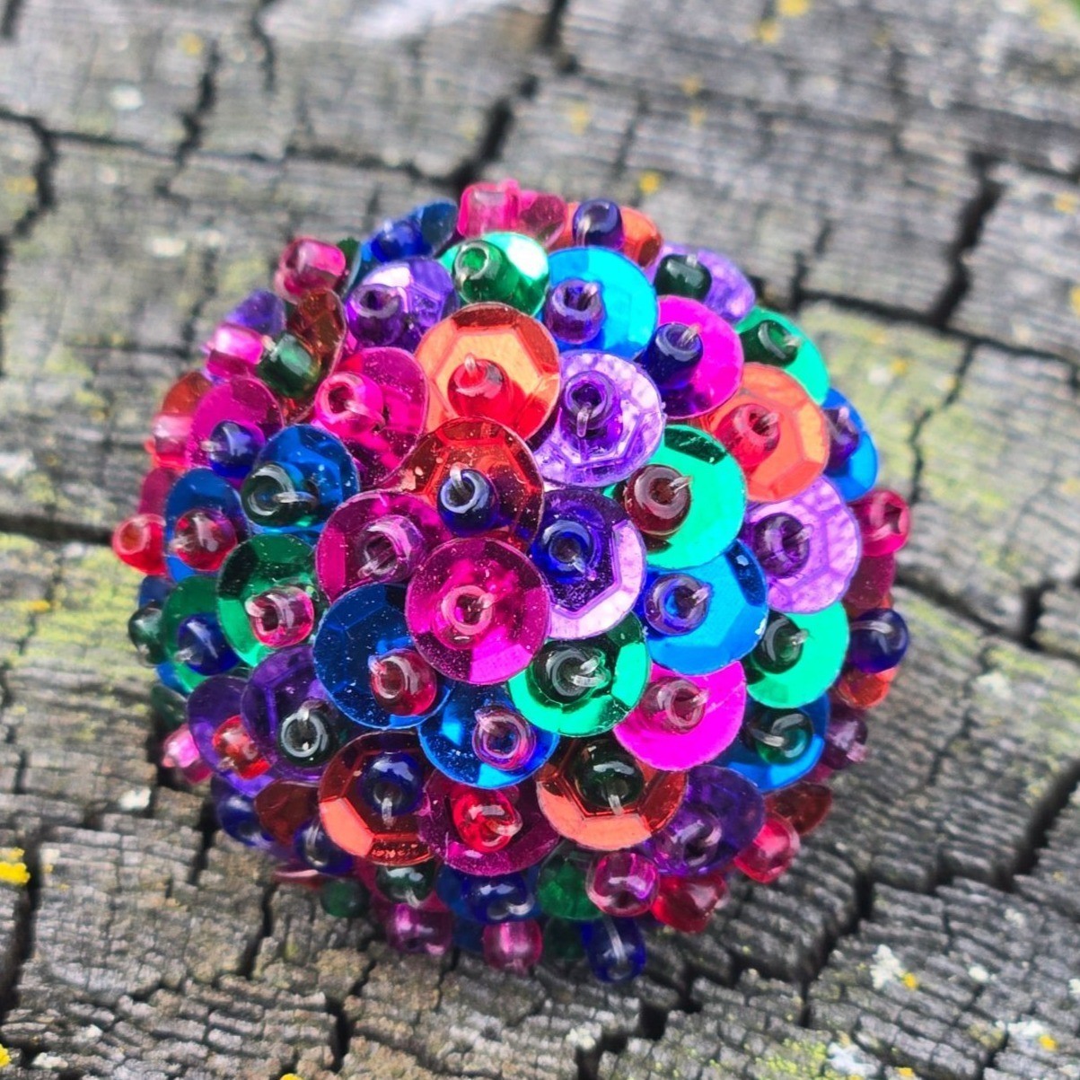 Vintage 1980s Sequin Clip On Earrings Multi Colored Large Bold Bright iridescent