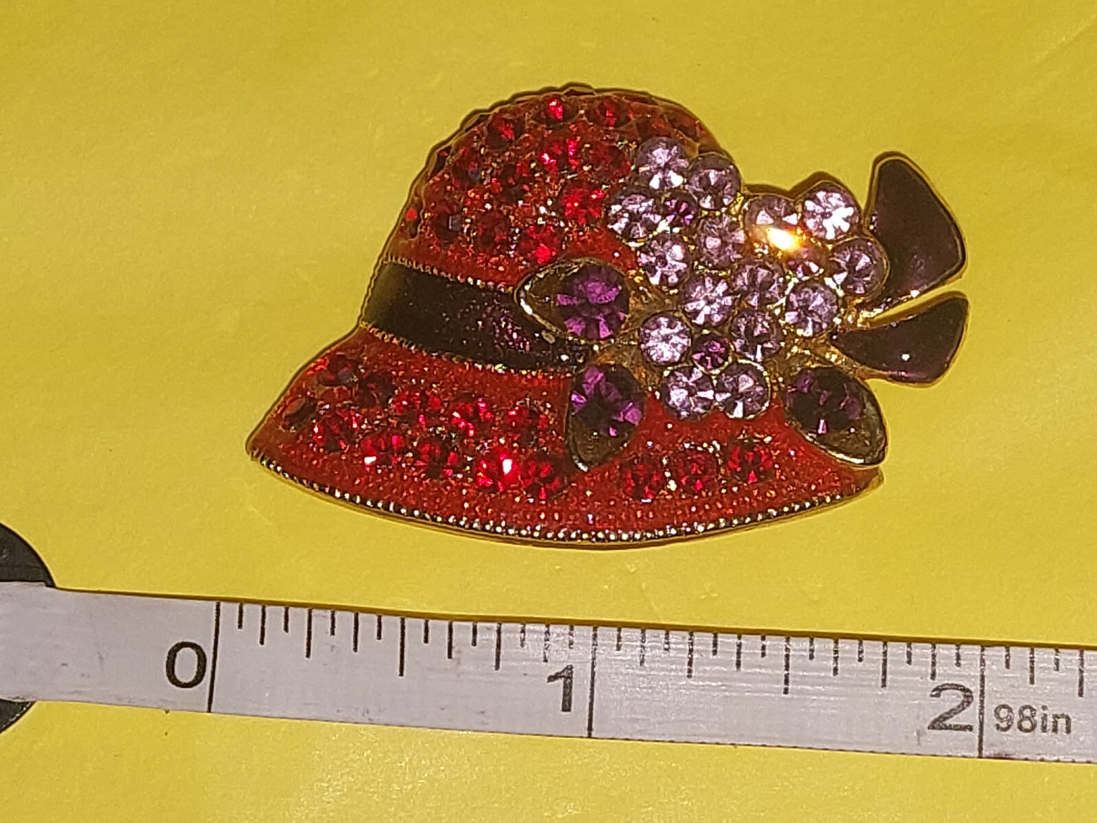 Red Jeweled Hat Brooch