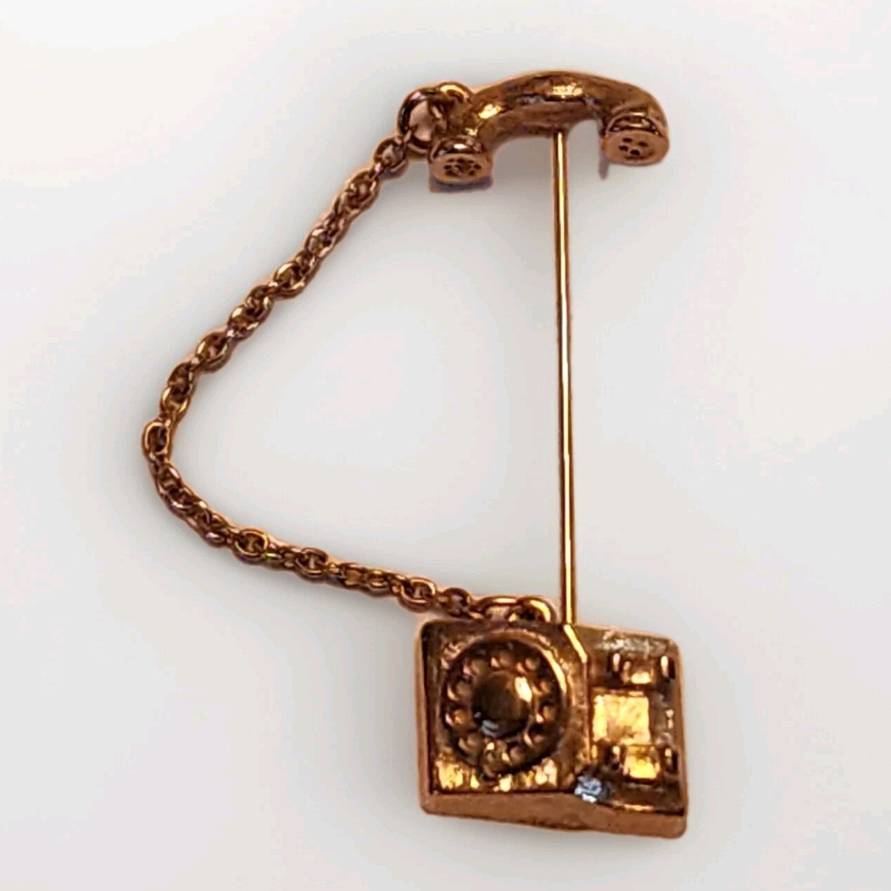 Vintage Avon Phone Stick Pin Gold Tone Rotary Dainty Approximately 2″