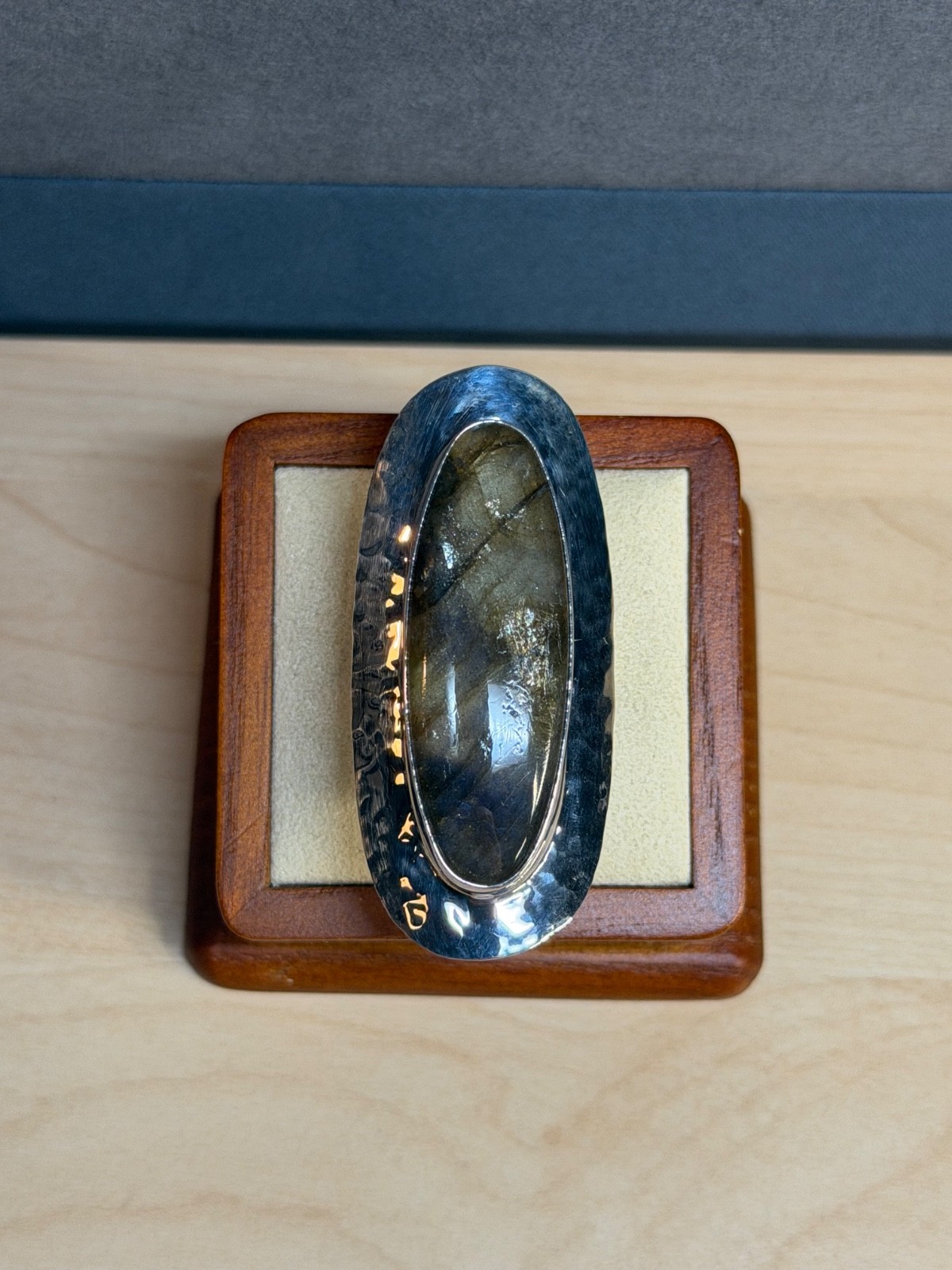 DOMINIQUE DINOUART DDD Mexico 925 Silver Labradorite Elongated Ring Sz 7.25 NEW