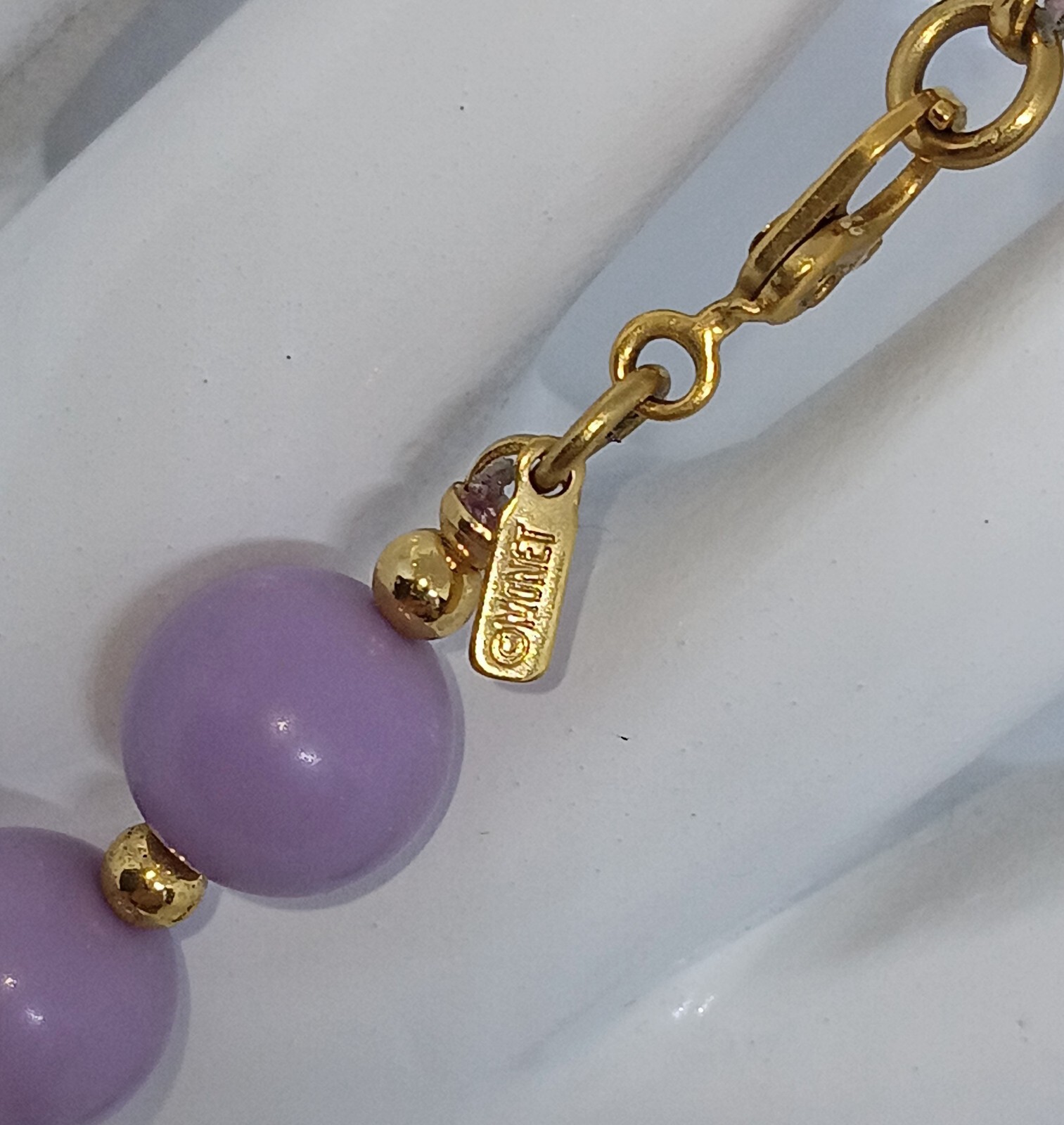 Vintage Monet Lavender Gold Tone Beaded Choker Necklace 18” EUC