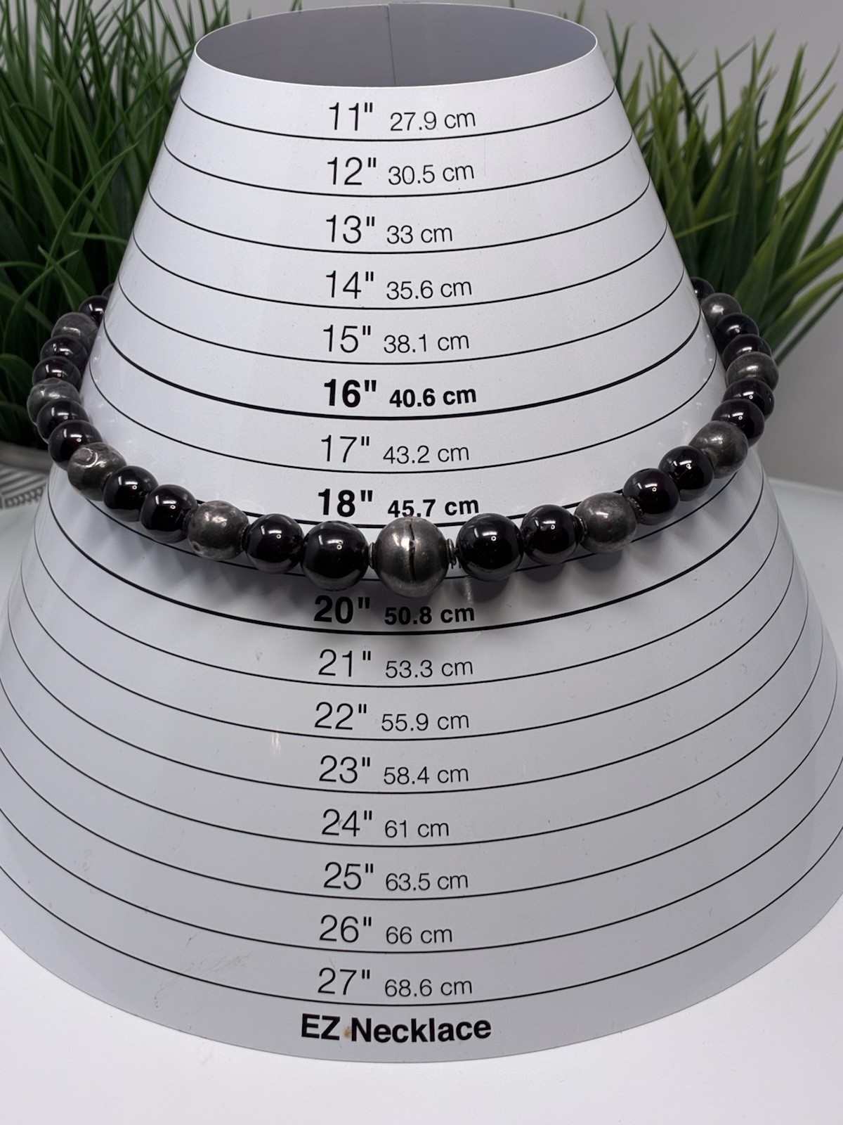 Vintage Beaded Necklace Deep Wine Glass And Artisan Silver Beads And Hook Clasp