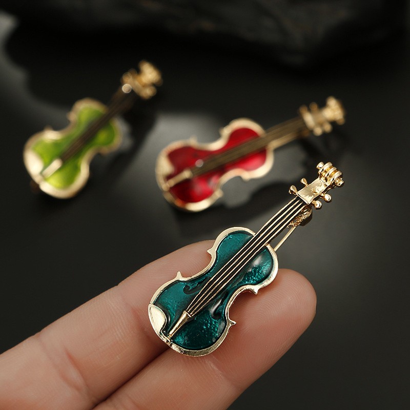 3P Colorful Violin Brooch Musical Instrument Pin Daily Gift for Music Lovers
